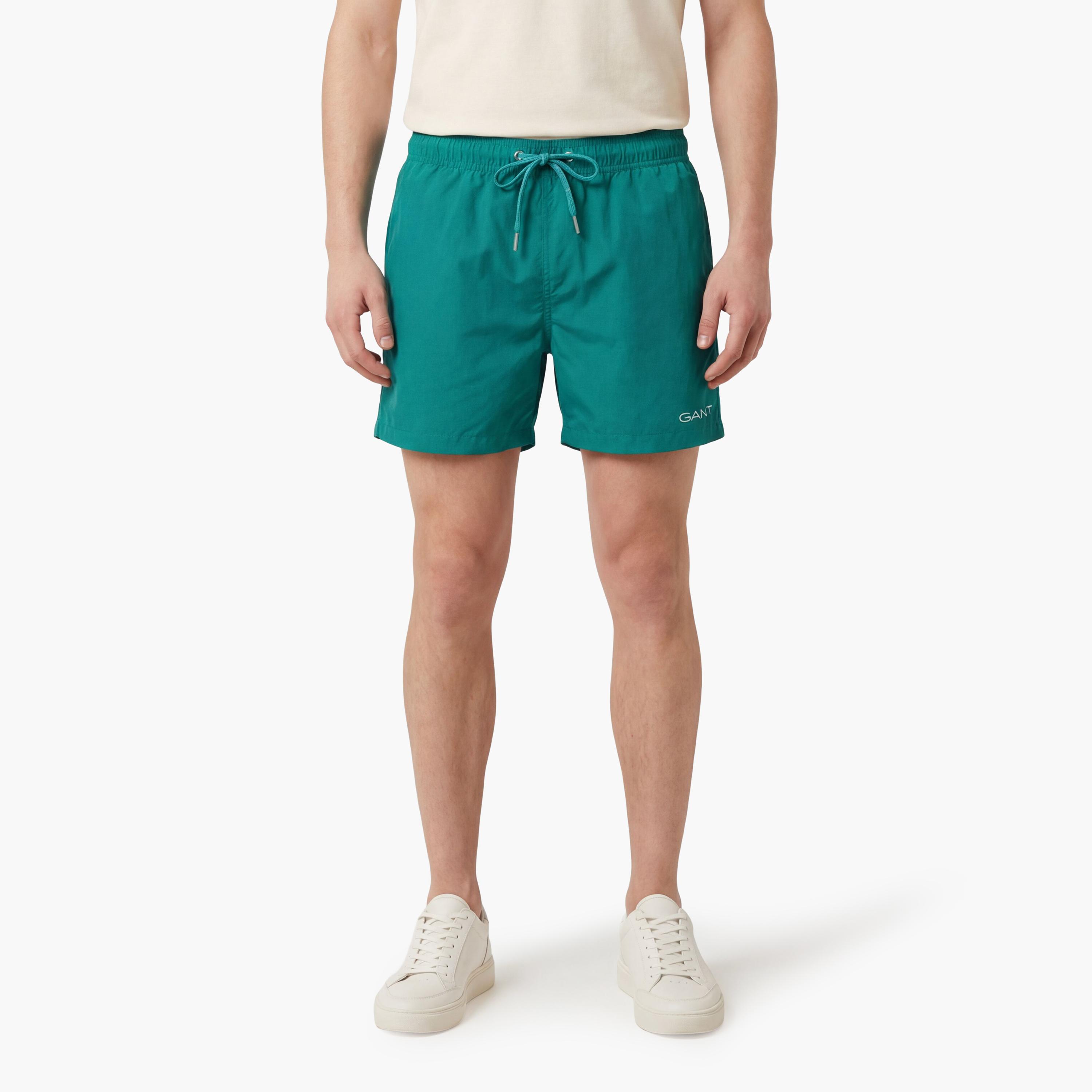Gant Plain Mid-Rise Drawstring Waist Men's Swim Shorts-sports-gear-swimming-men-image-13