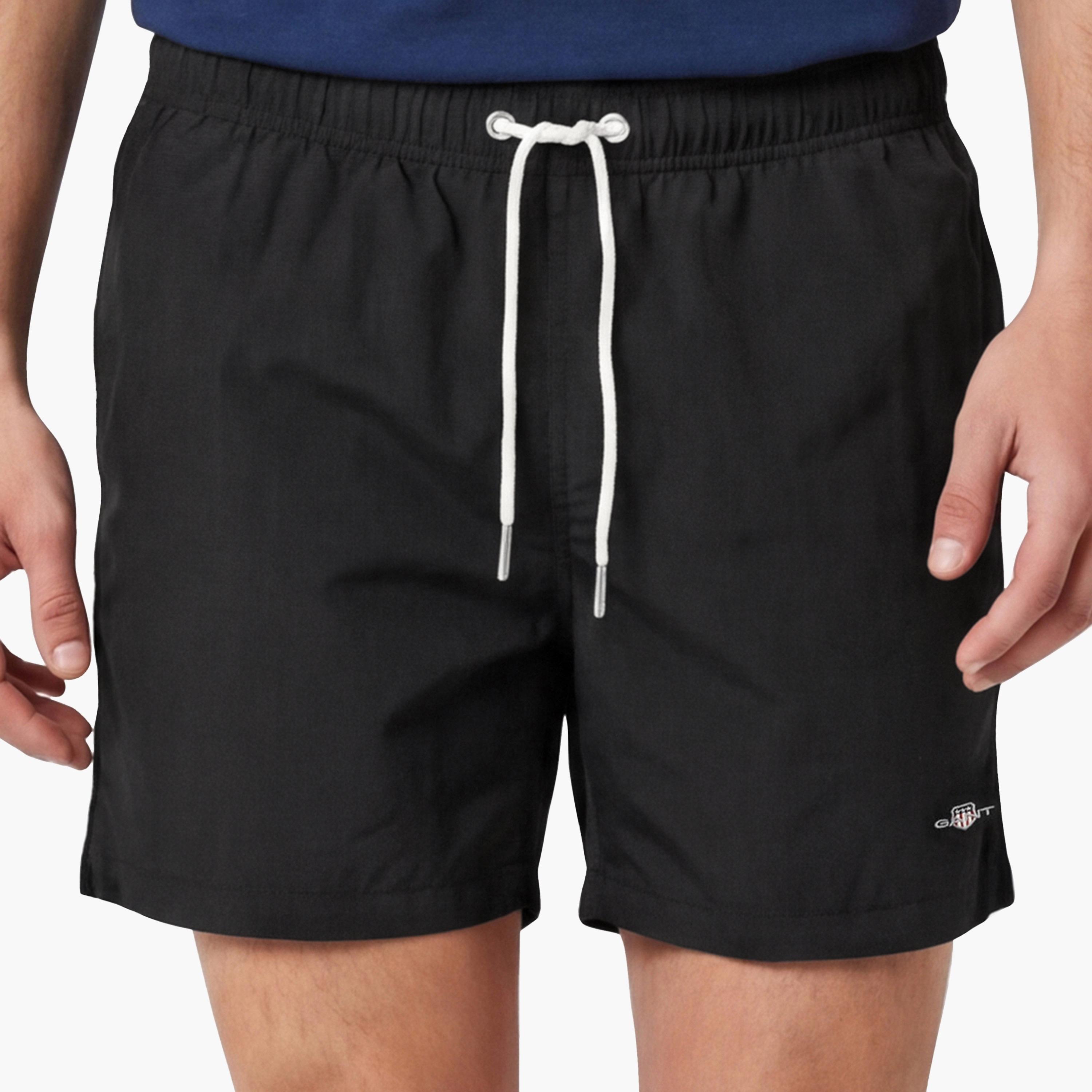Gant Plain Mid-Rise Drawstring Waist Men's Swim Shorts-men-clothing-swimandbeach-shorts-image-3