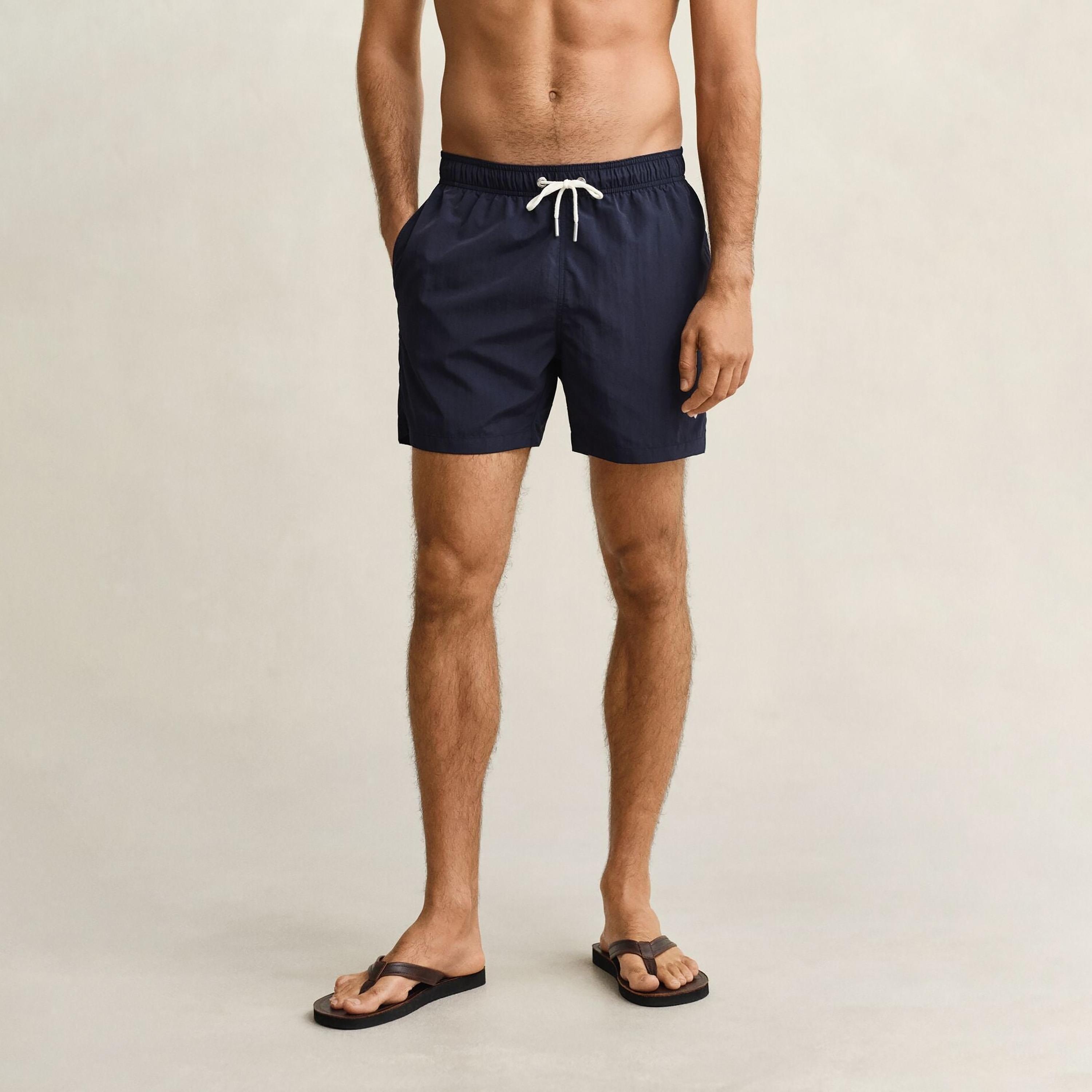 Gant Plain Mid-Rise Drawstring Waist Men's Swim Shorts-sports-gear-swimming-men-image-1