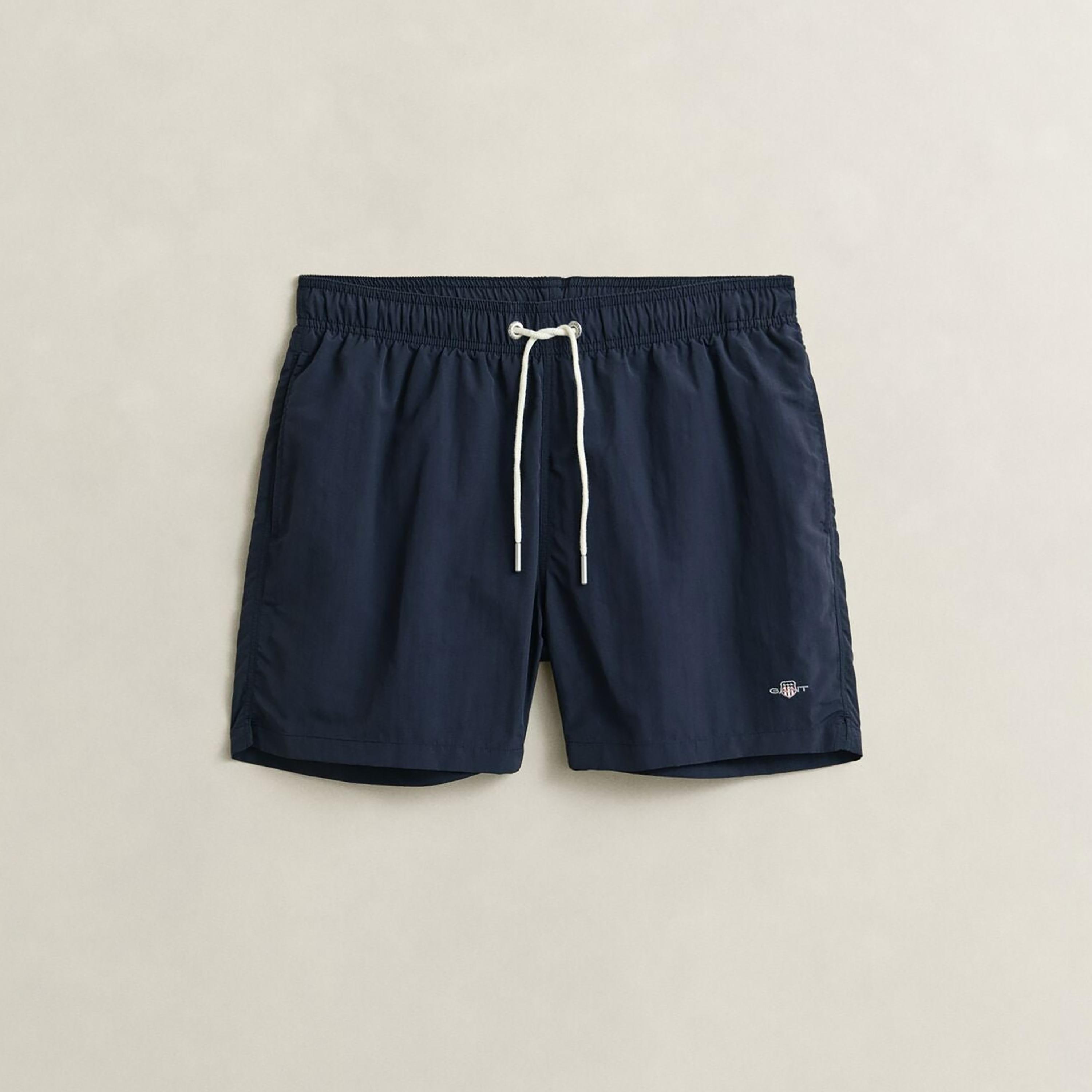 Gant Plain Mid-Rise Drawstring Waist Men's Swim Shorts-sports-gear-swimming-men-image-18