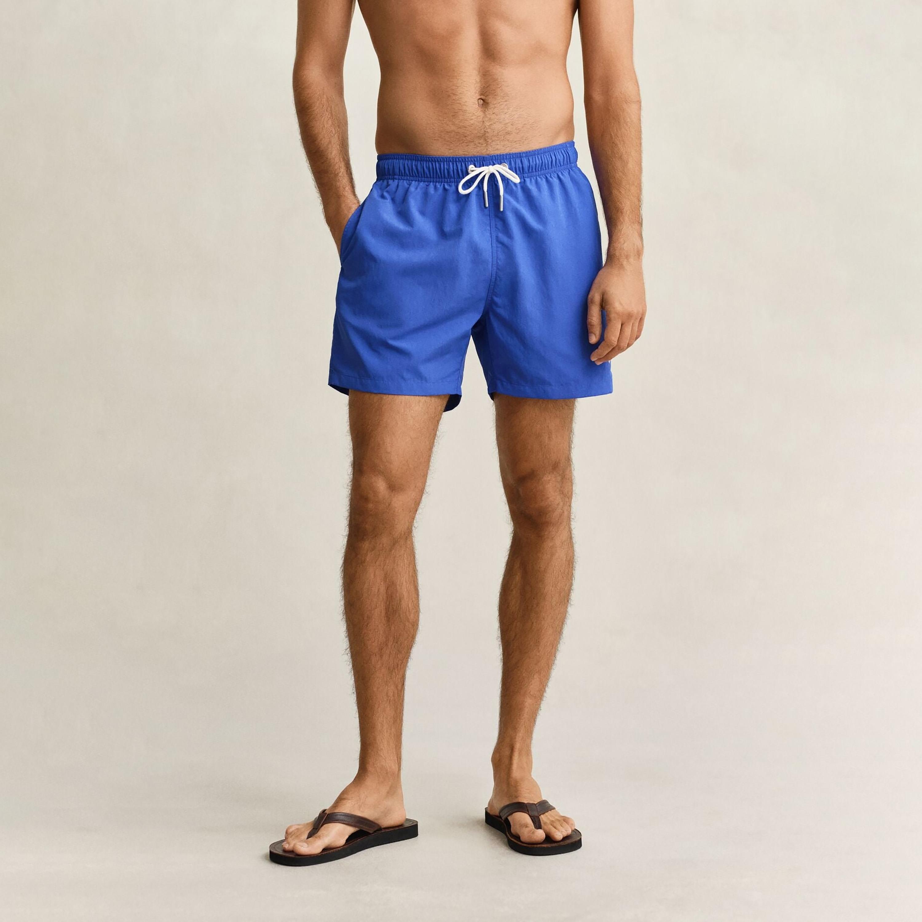 Gant Plain Mid-Rise Drawstring Waist Men's Swim Shorts-sports-gear-swimming-men-image-1