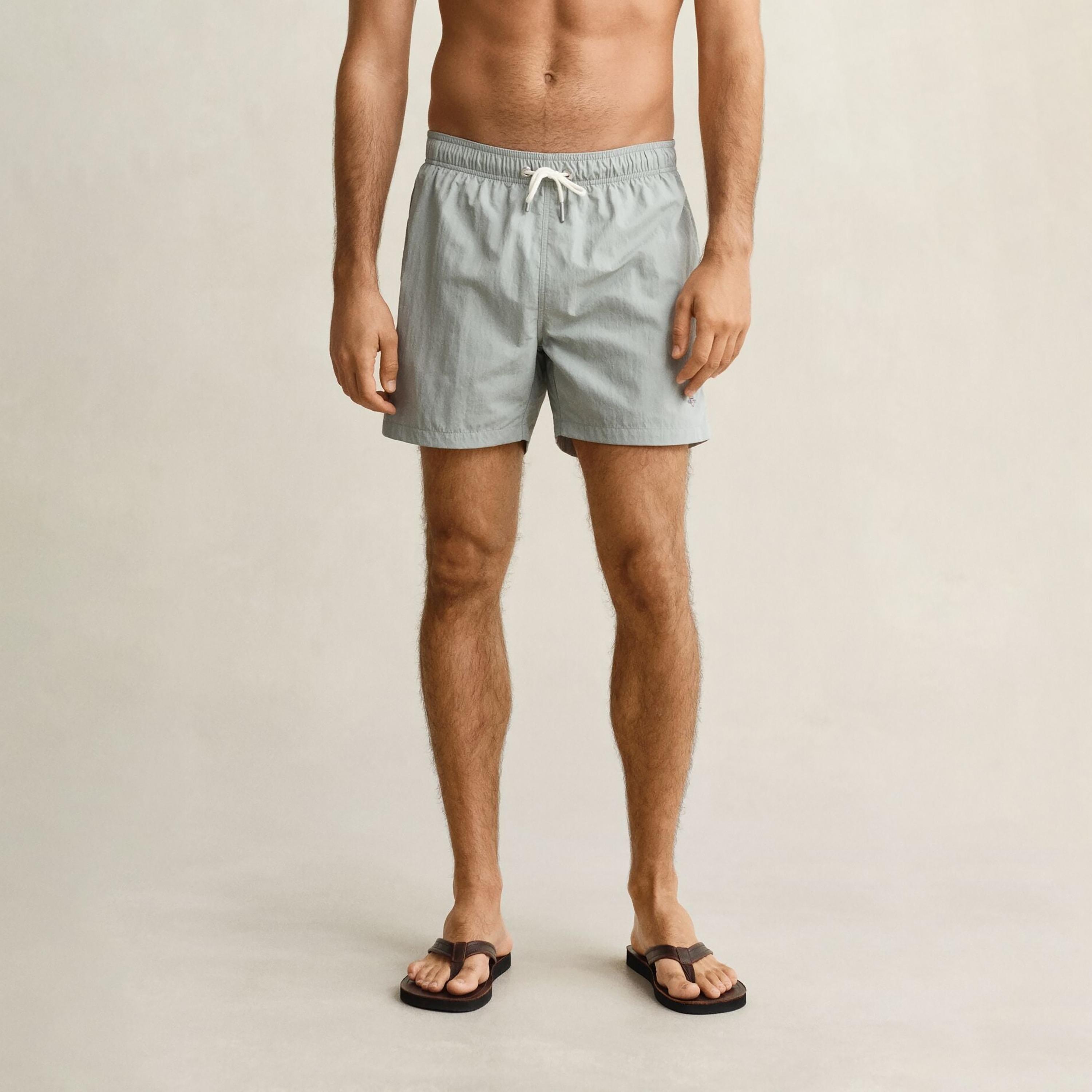 Gant Plain Mid-Rise Drawstring Waist Men's Swim Shorts-men-clothing-swimandbeach-shorts-image-1