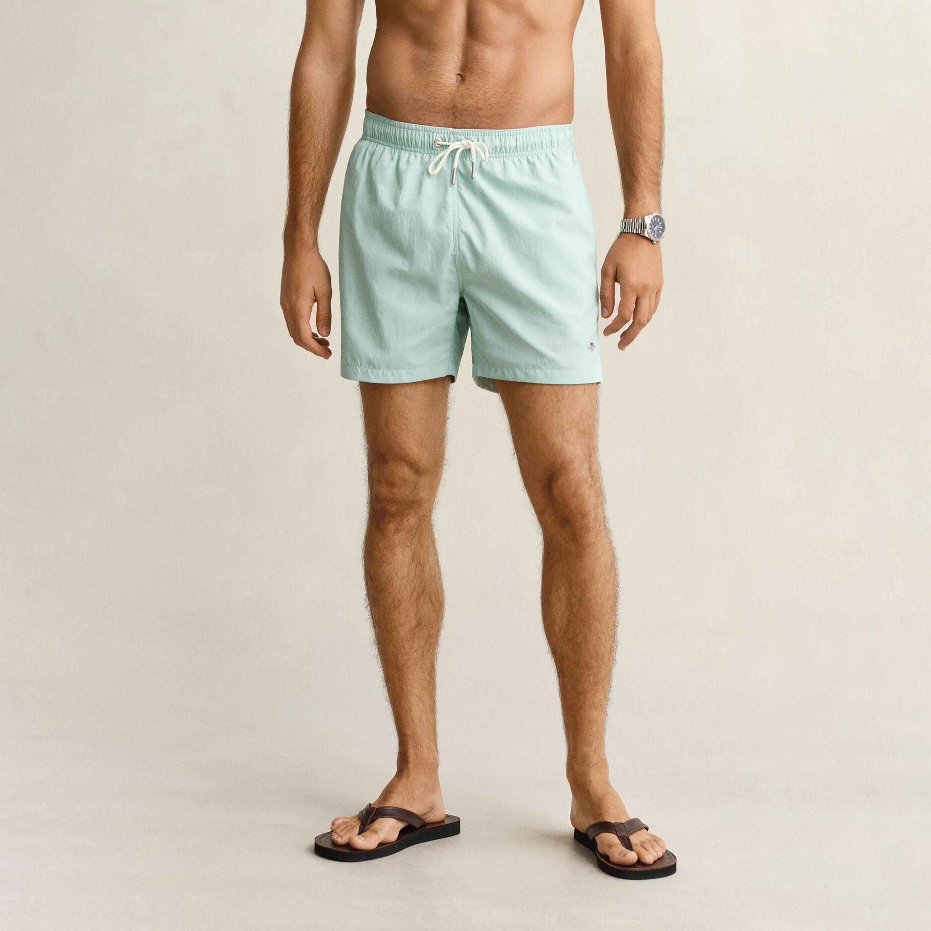 Gant Plain Mid-Rise Drawstring Waist Men's Swim Shorts-sports-gear-swimming-men-image-1
