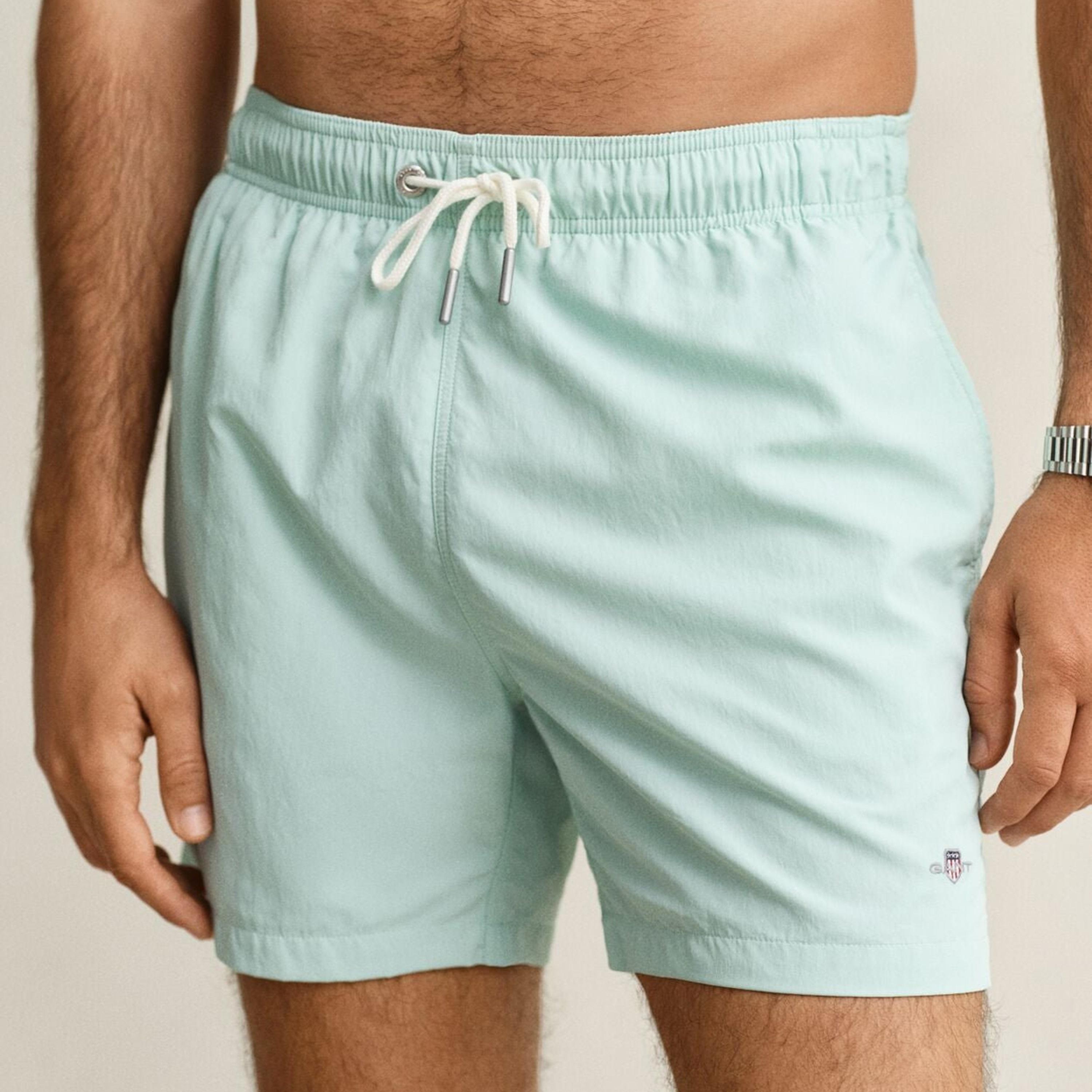 Gant Plain Mid-Rise Drawstring Waist Men's Swim Shorts-sports-gear-swimming-men-image-3