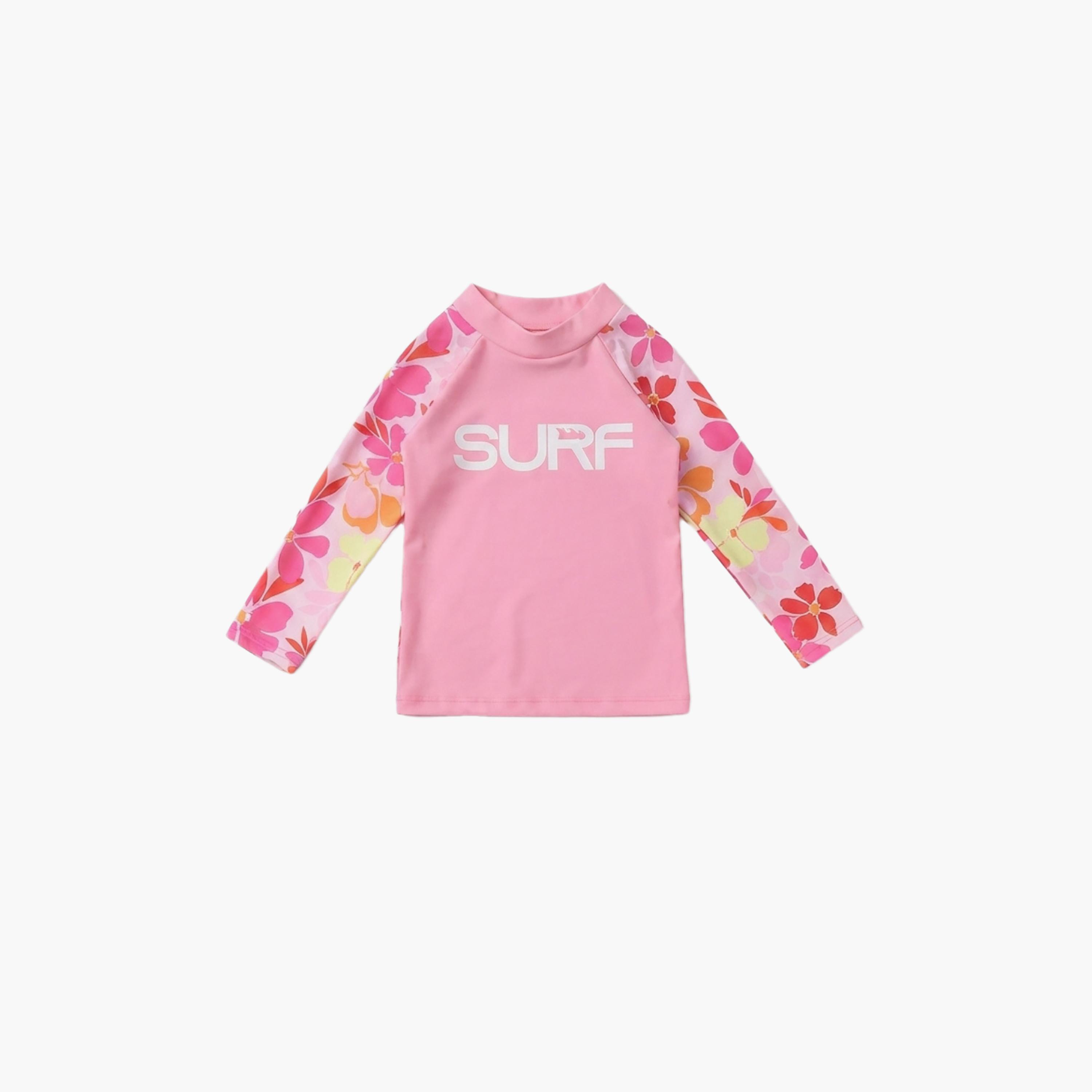 Babyqlo 3-Piece Floral Long Sleeves Swim T-shirt & Shorts with Leggings-girls-clothing-swimwear-image-5