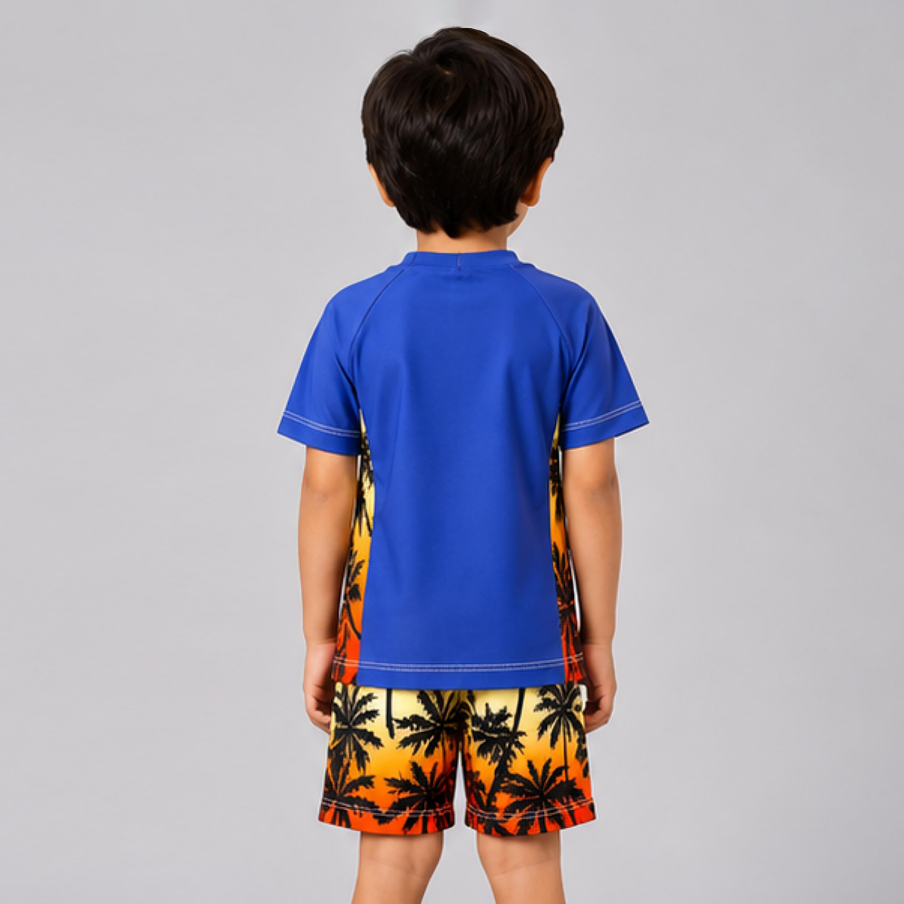 طقم تيشيرت وشورت سباحة بأكمام قصيرة وطبعة جرافيك من بيبيكلو-boys-clothing-swimwear-image-3