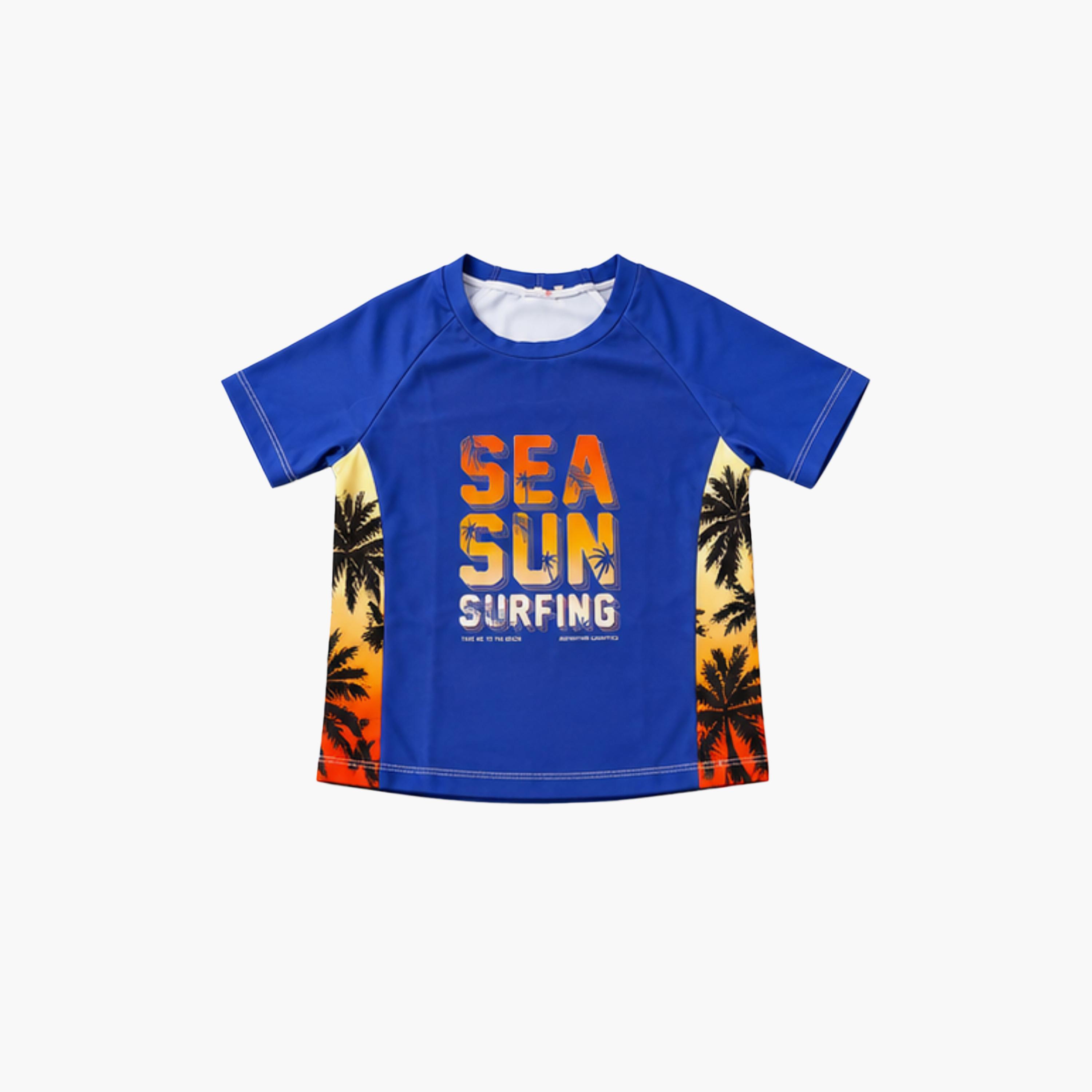 طقم تيشيرت وشورت سباحة بأكمام قصيرة وطبعة جرافيك من بيبيكلو-boys-clothing-swimwear-image-5