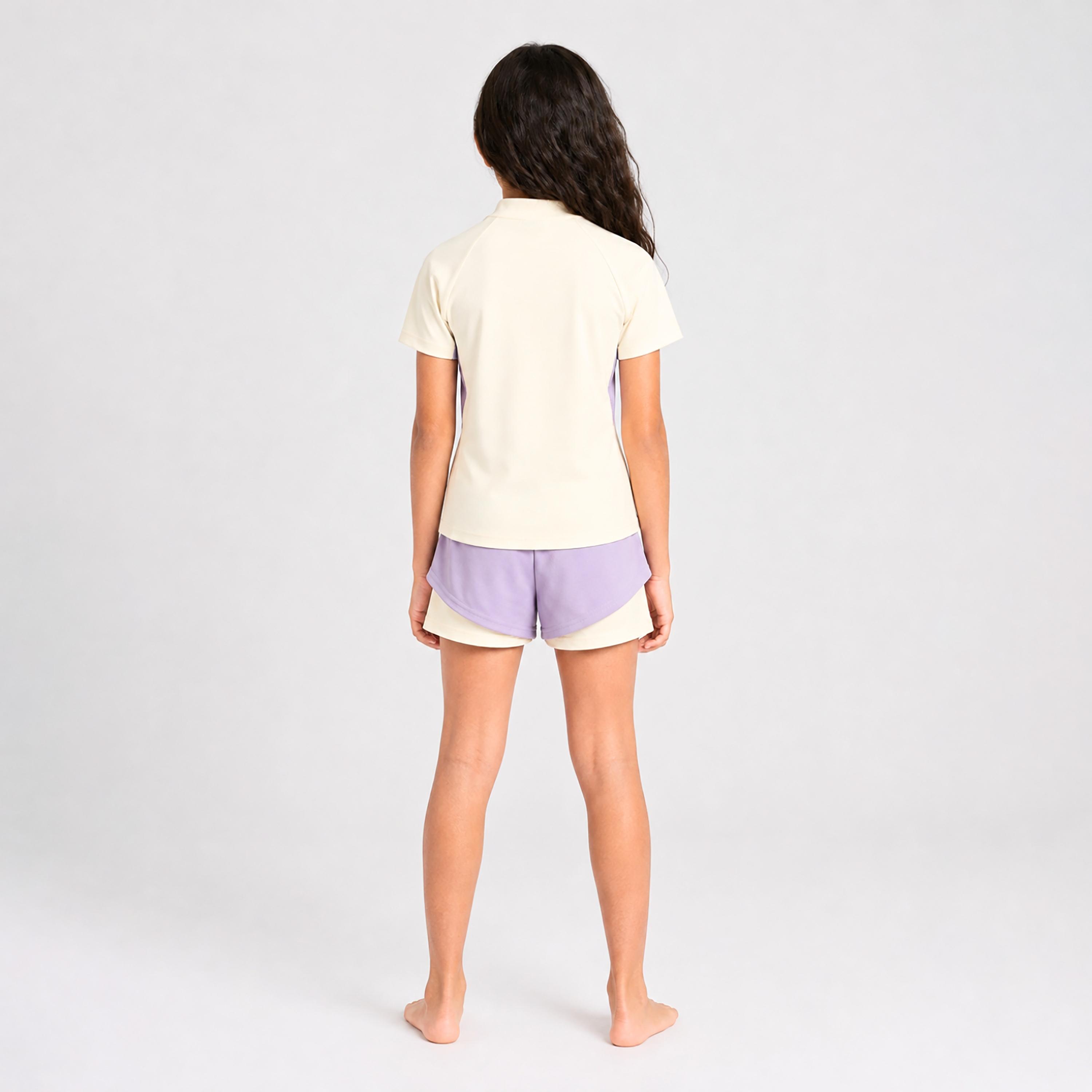 Babyqlo Solid Short Sleeves Swim T-shirt & Shorts Set-girls-clothing-swimwear-image-3