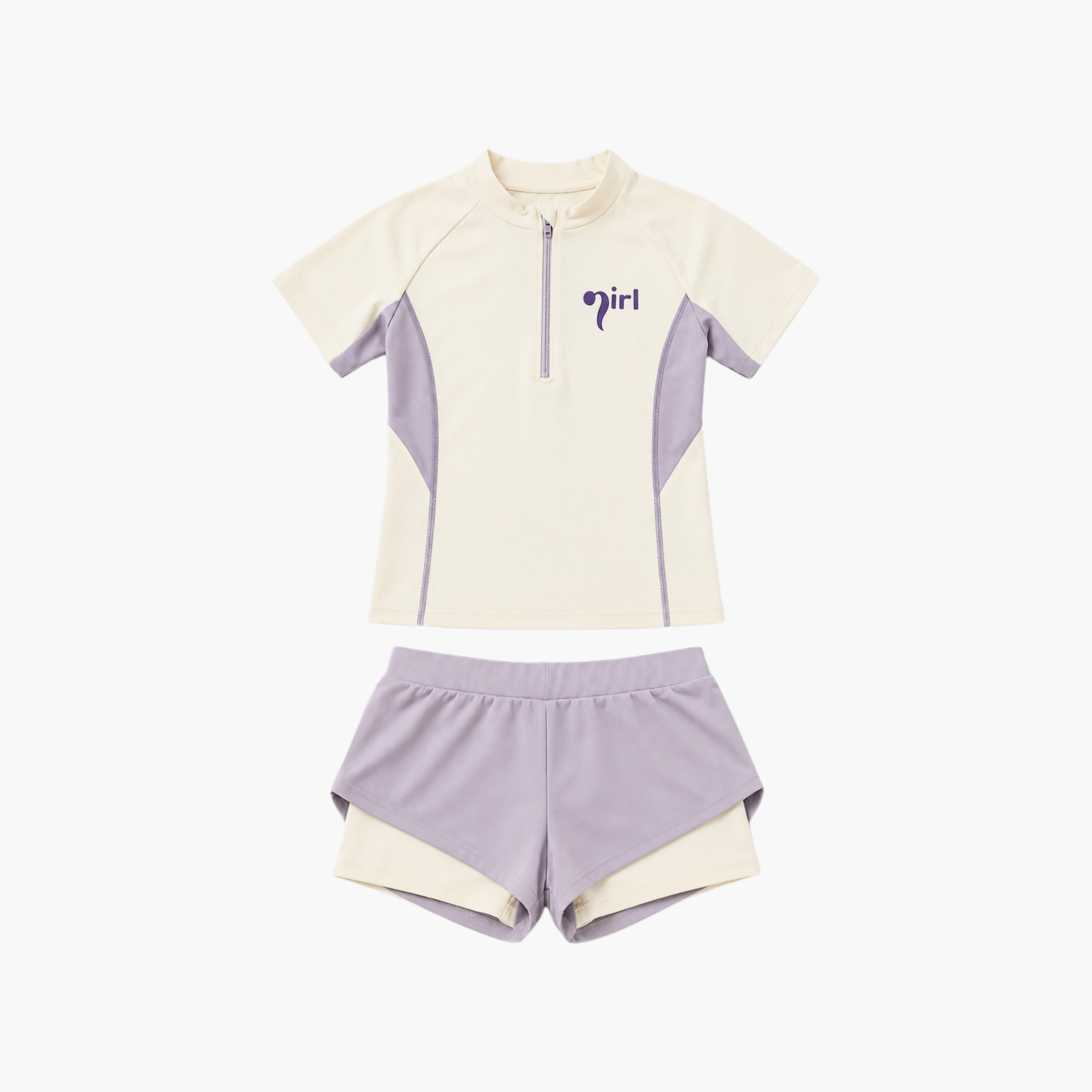 Babyqlo Solid Short Sleeves Swim T-shirt & Shorts Set-girls-clothing-swimwear-image-4