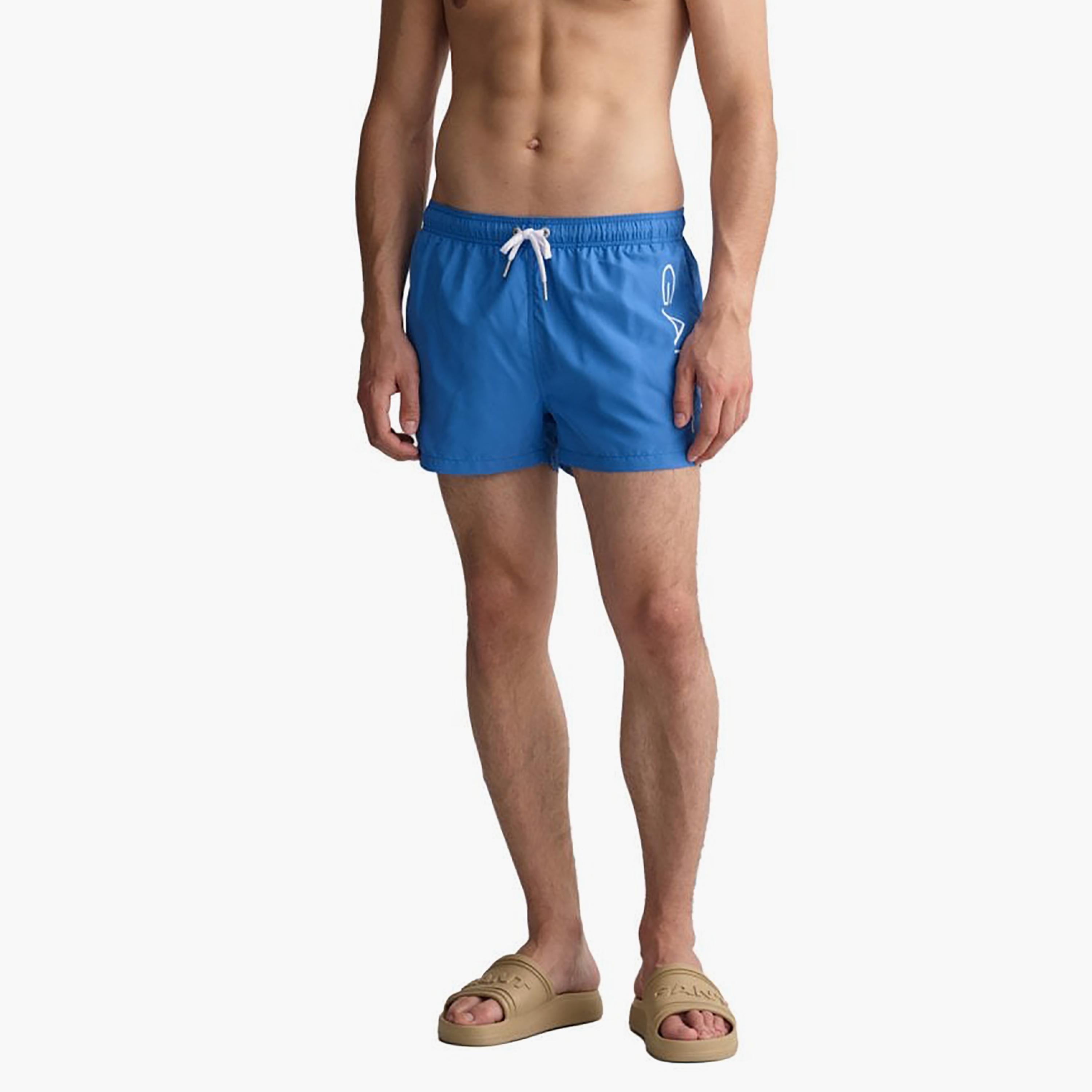 Gant Logo Print Low-Rise Drawstring Swim Shorts-sports-gear-swimming-men-image-1