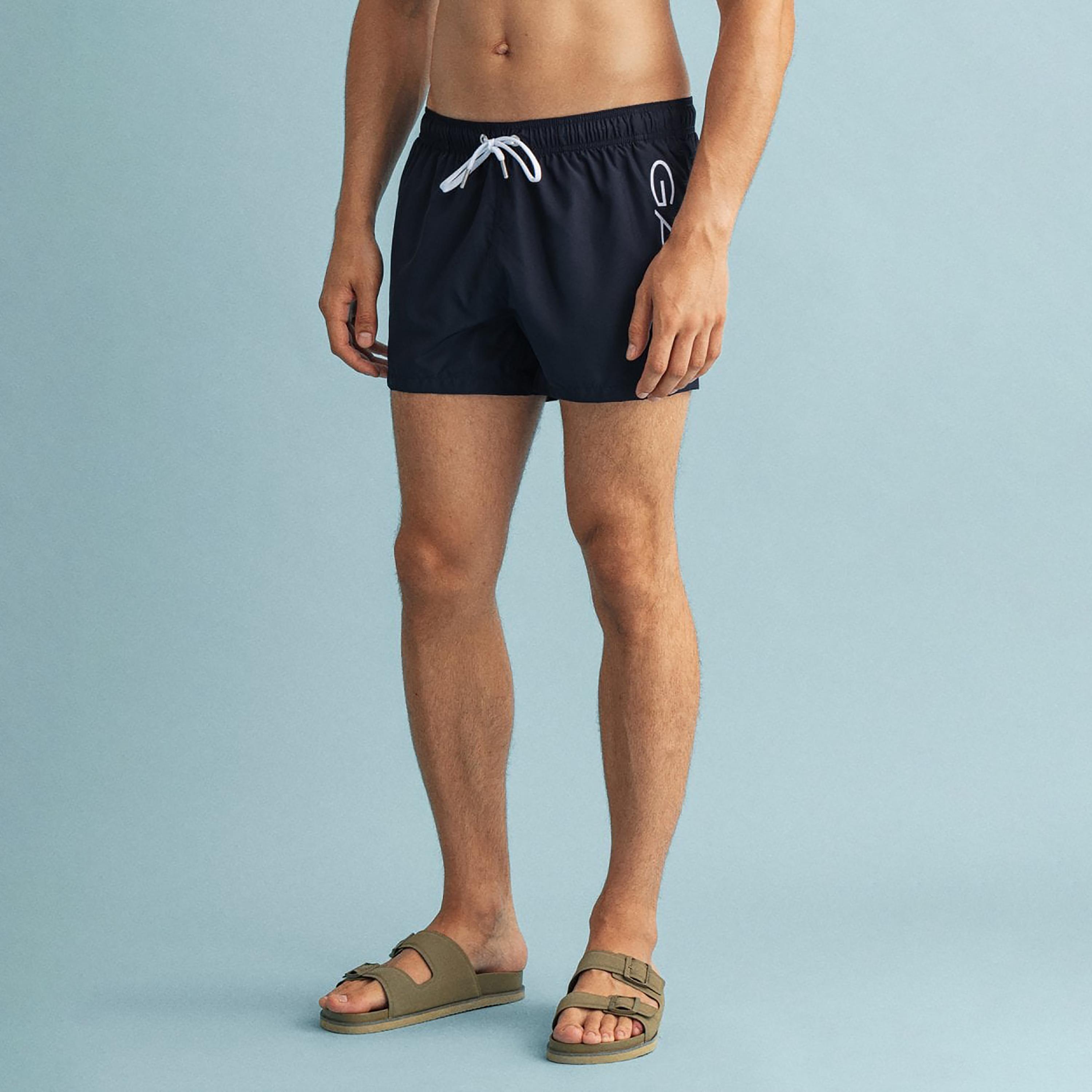 Gant Logo Print Low-Rise Drawstring Swim Shorts-sports-gear-swimming-men-image-1