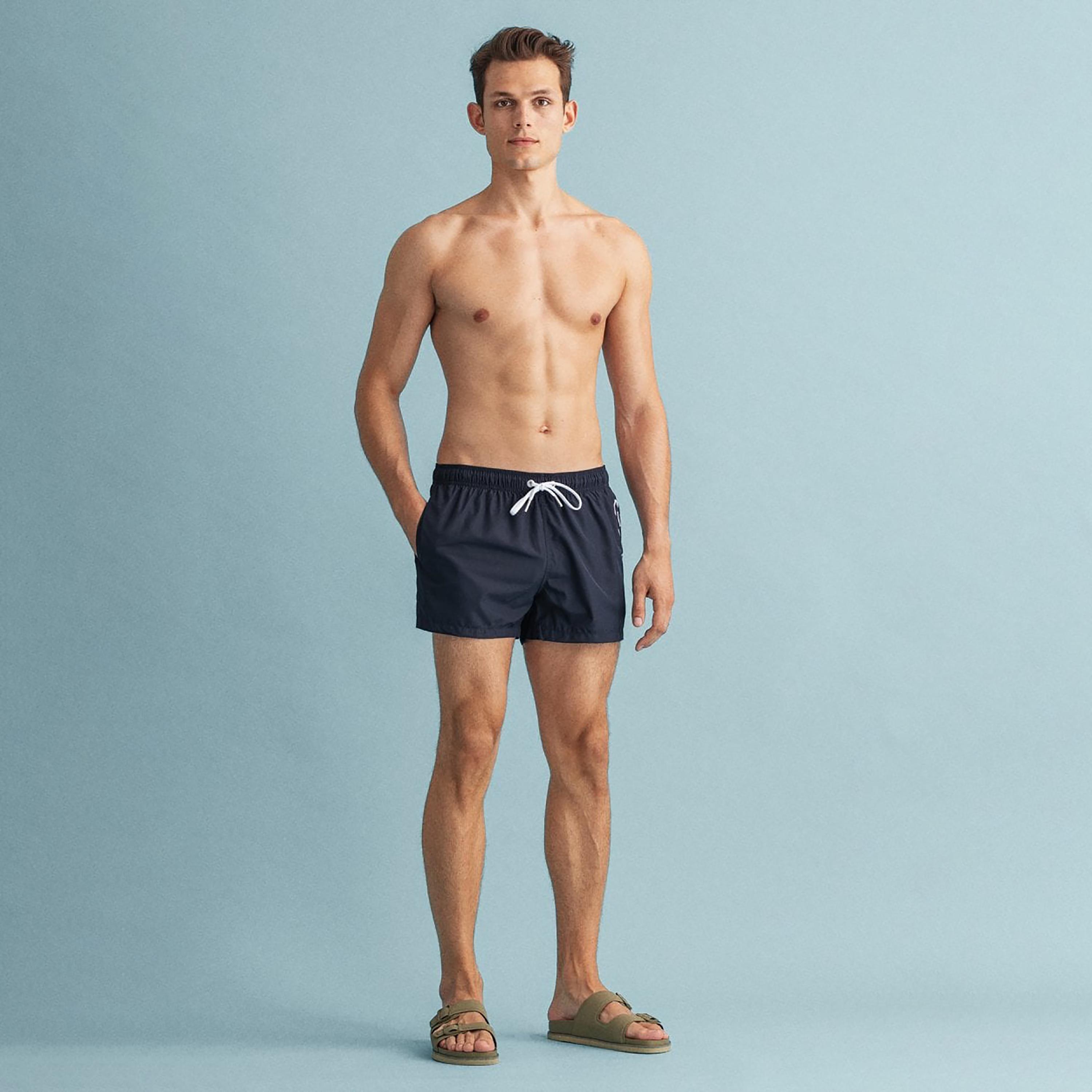 Gant Logo Print Low-Rise Drawstring Swim Shorts-sports-gear-swimming-men-image-2
