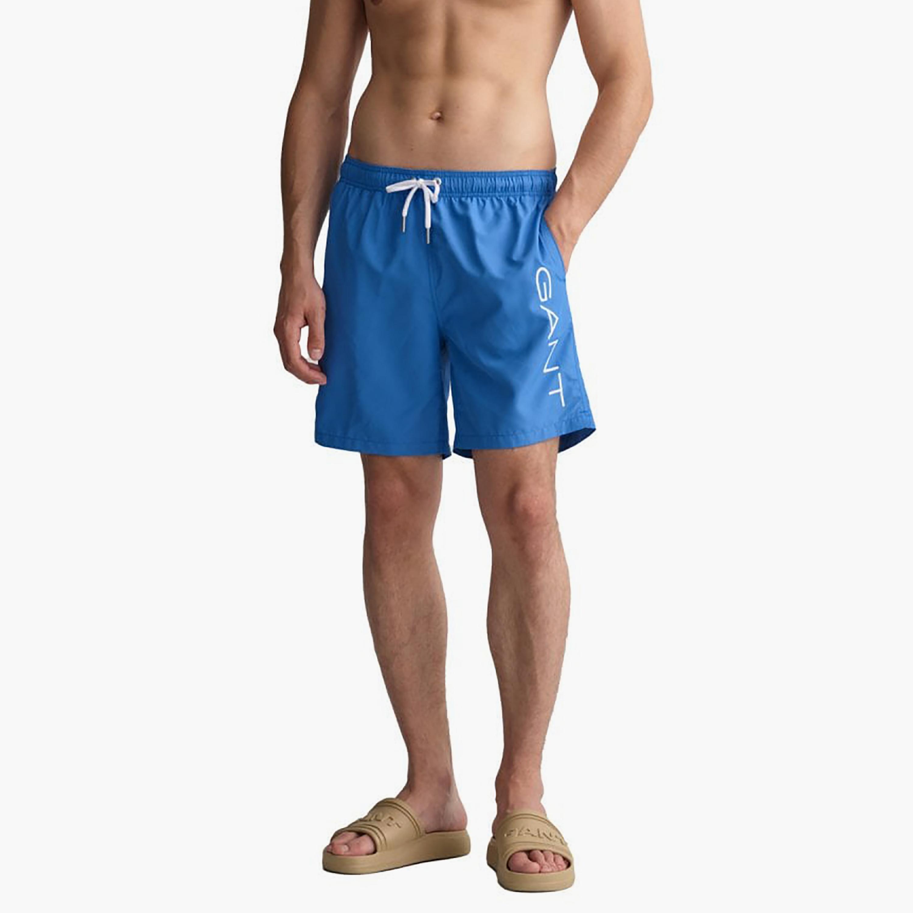 Gant Logo Print Low-Rise Drawstring Swim Shorts-sports-gear-swimming-men-image-1