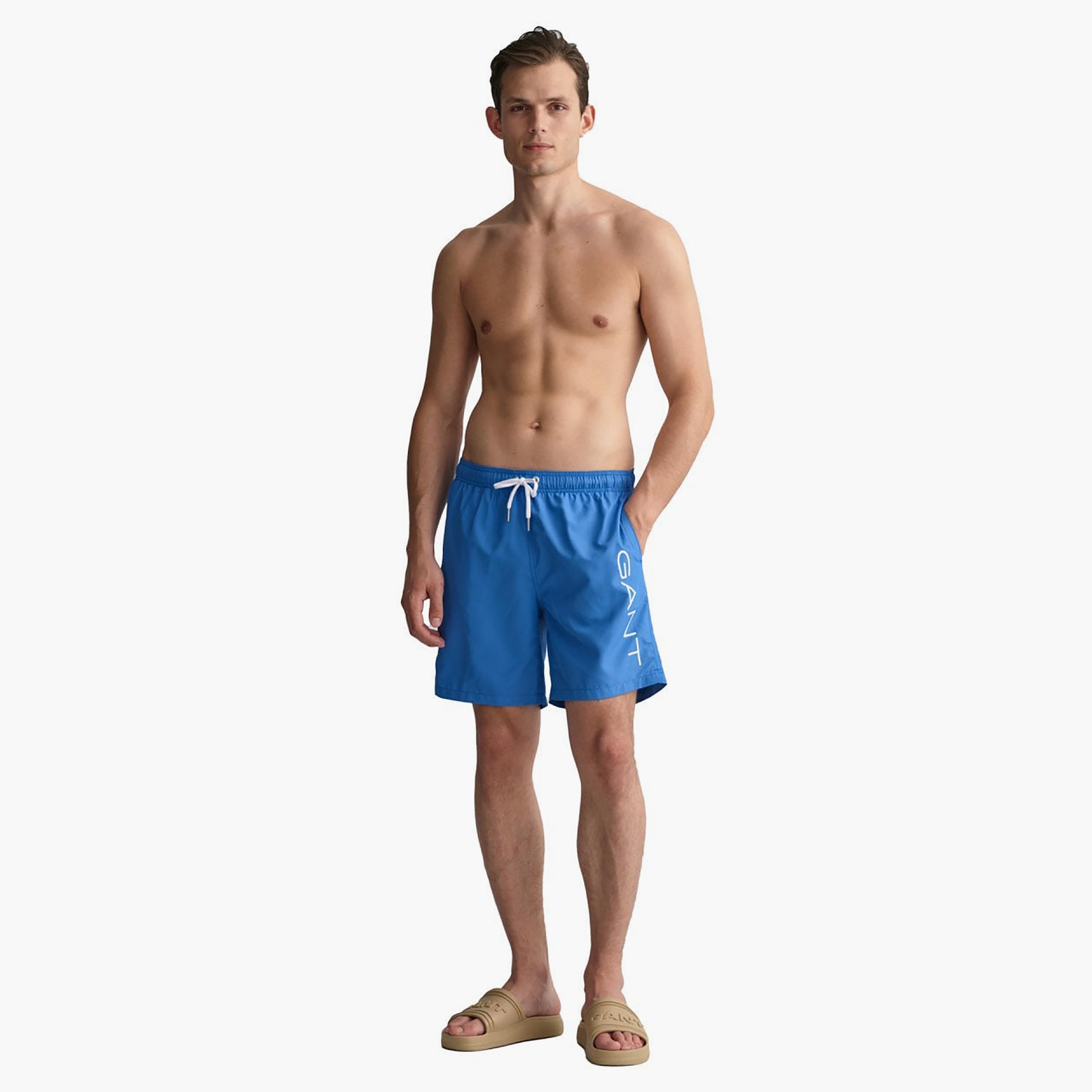 Gant Logo Print Low-Rise Drawstring Swim Shorts-sports-gear-swimming-men-image-2