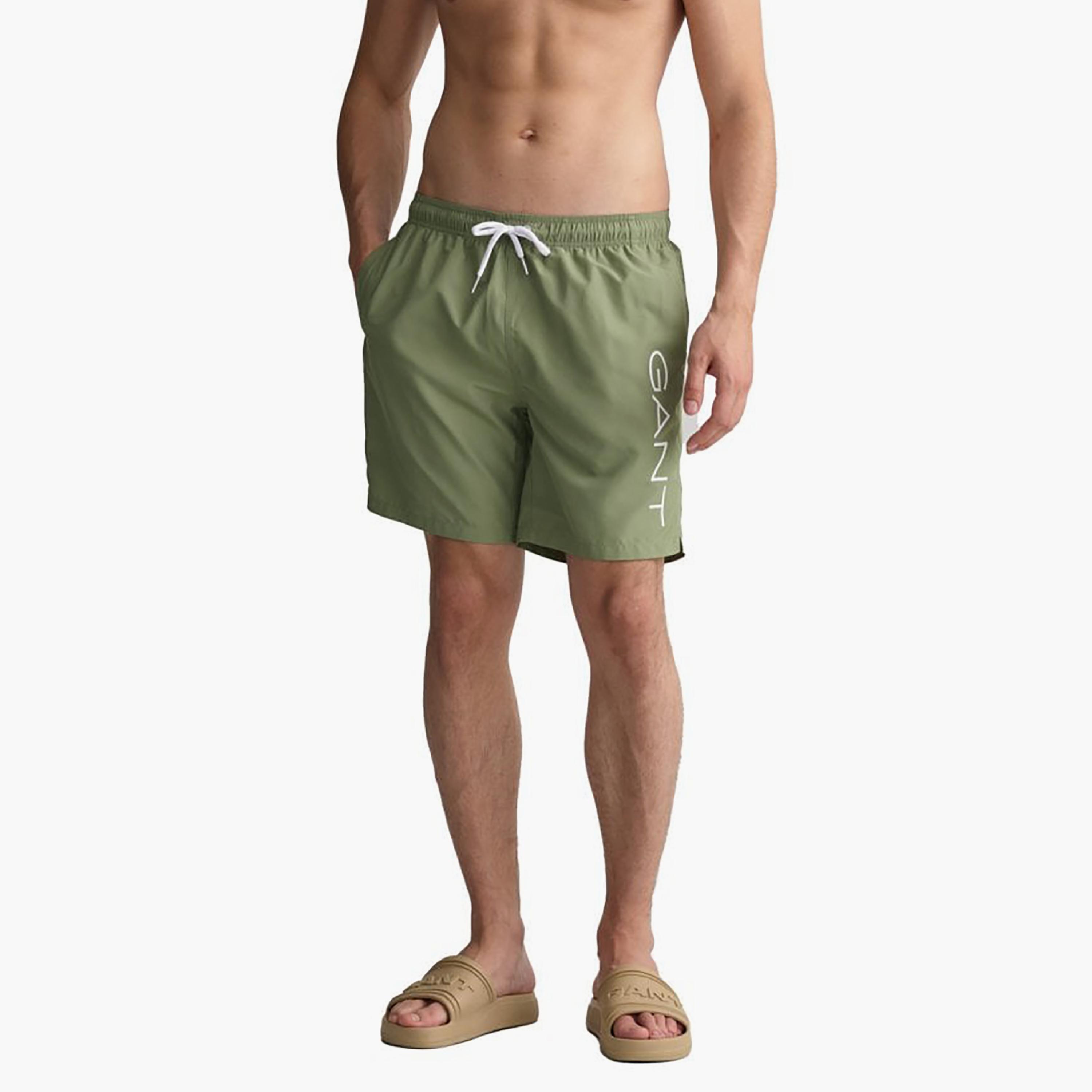 Gant Logo Print Low-Rise Drawstring Swim Shorts-sports-gear-swimming-men-image-1