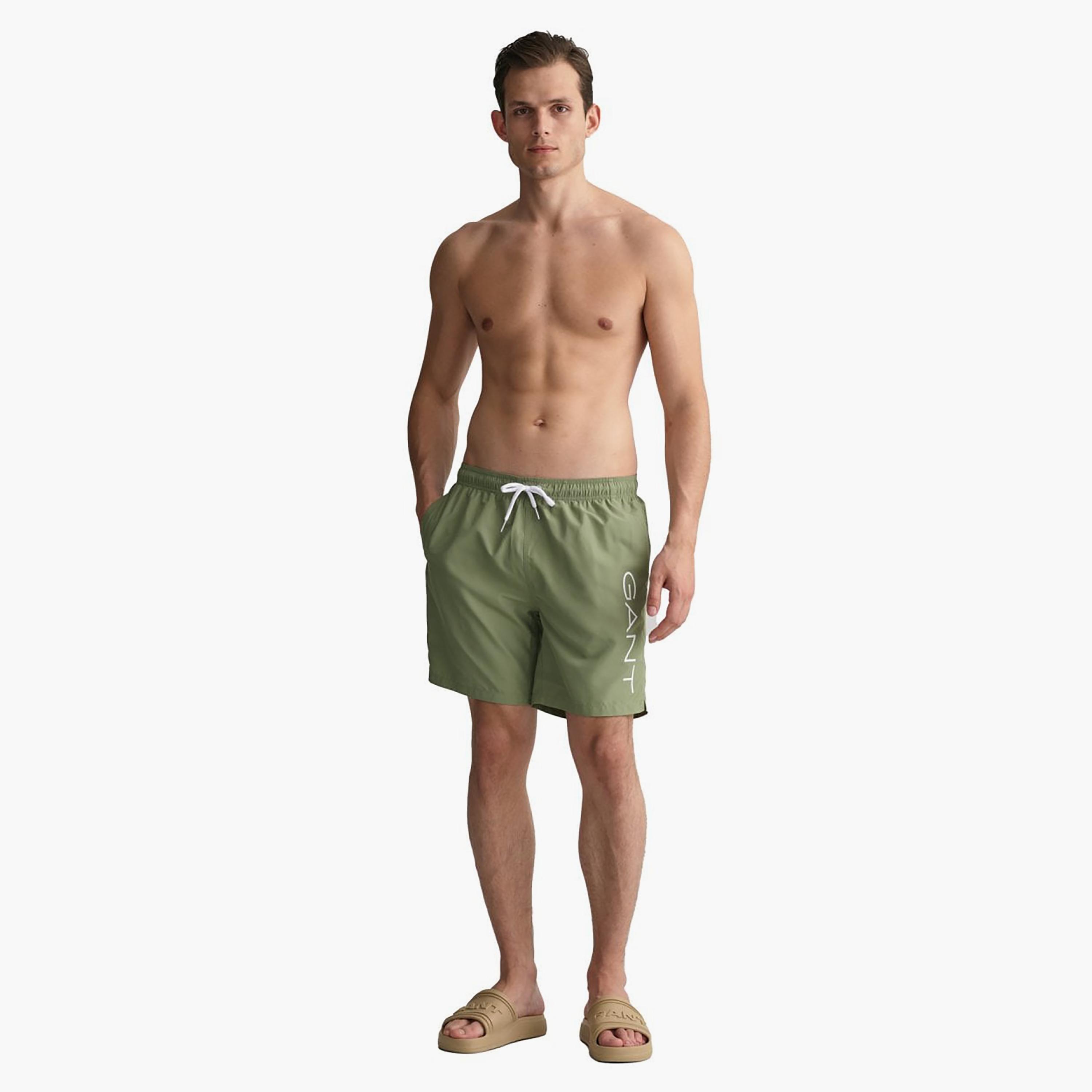 Gant Logo Print Low-Rise Drawstring Swim Shorts-sports-gear-swimming-men-image-2