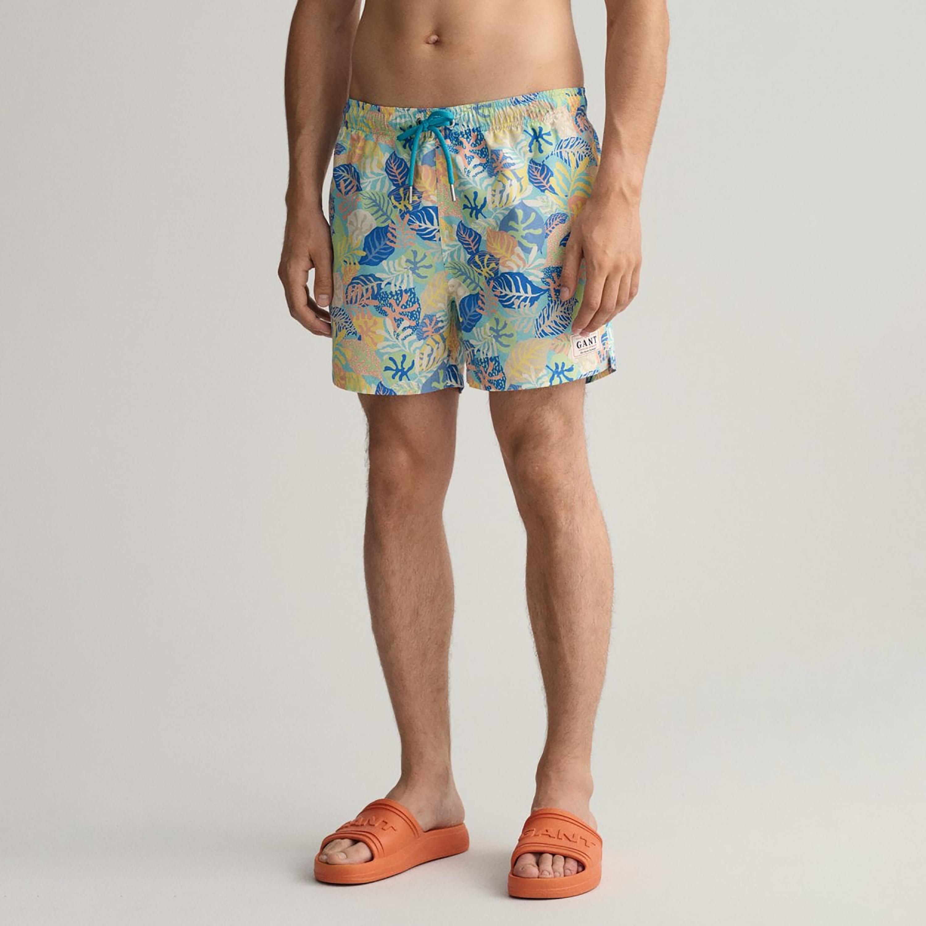 شورت سباحة برباط منخفض الارتفاع وطبعة استوائية من جانت-sports-gear-swimming-men-image-1