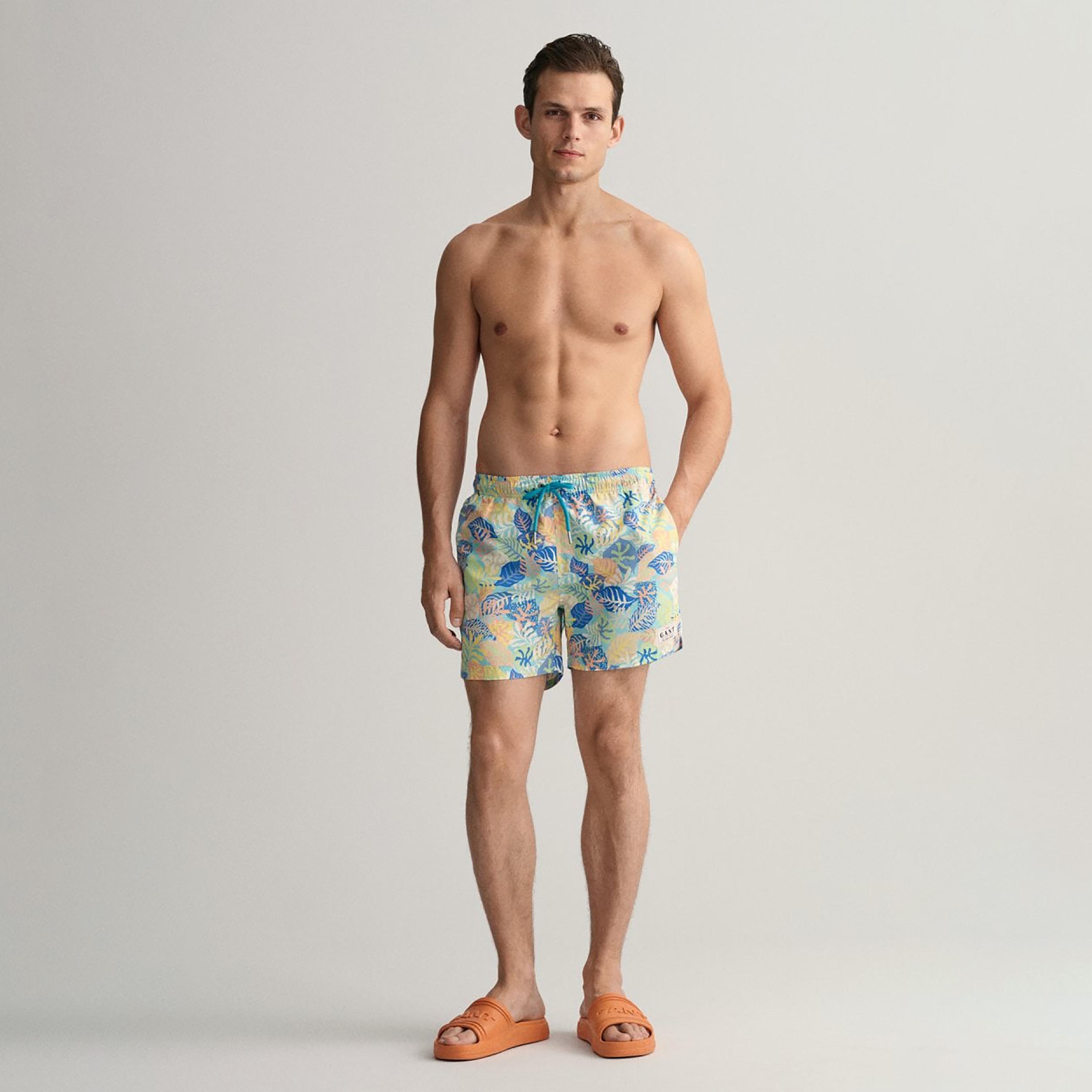 شورت سباحة برباط منخفض الارتفاع وطبعة استوائية من جانت-sports-gear-swimming-men-image-2