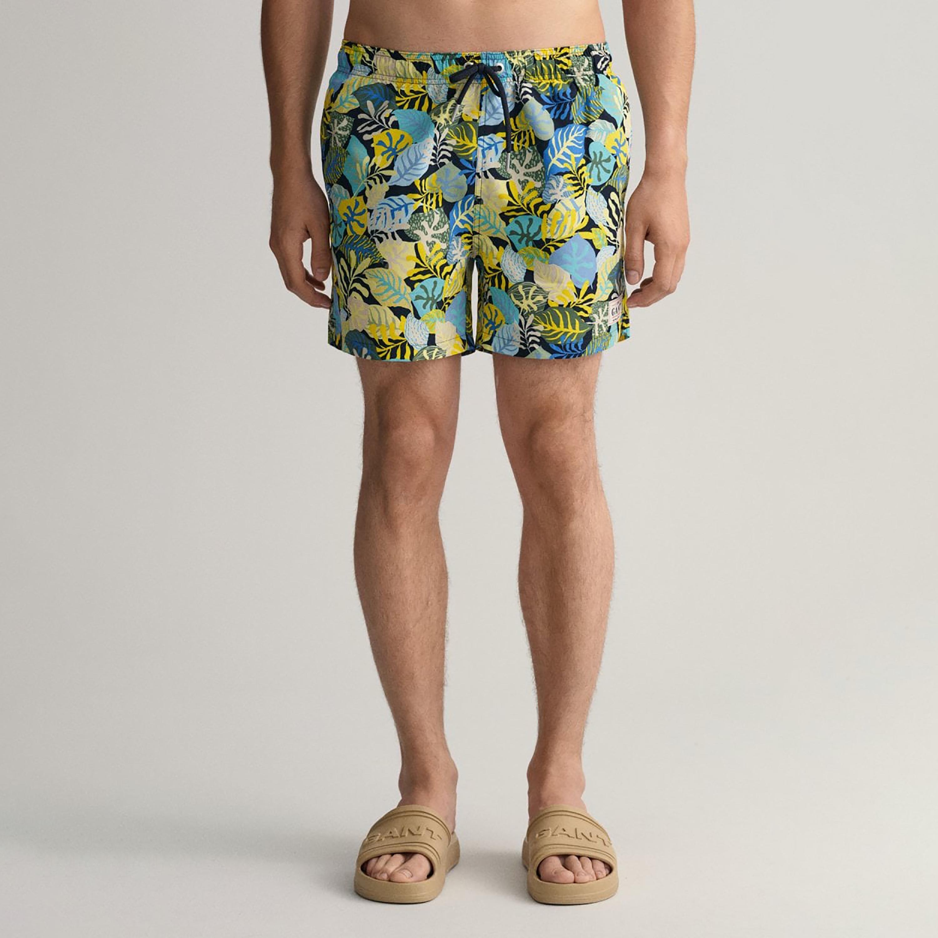 شورت سباحة برباط منخفض الارتفاع وطبعة استوائية من جانت-sports-gear-swimming-men-image-1