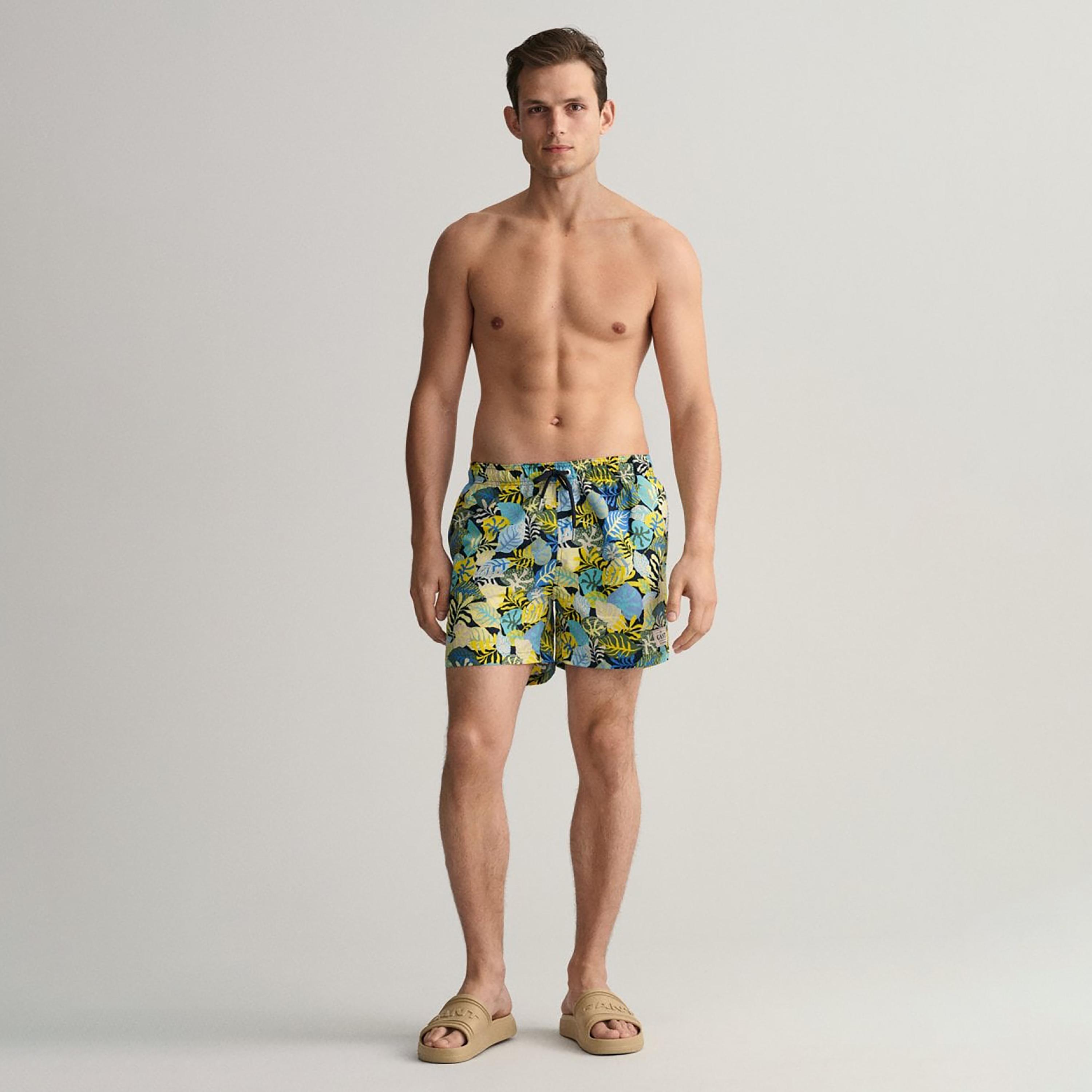 شورت سباحة برباط منخفض الارتفاع وطبعة استوائية من جانت-sports-gear-swimming-men-image-2