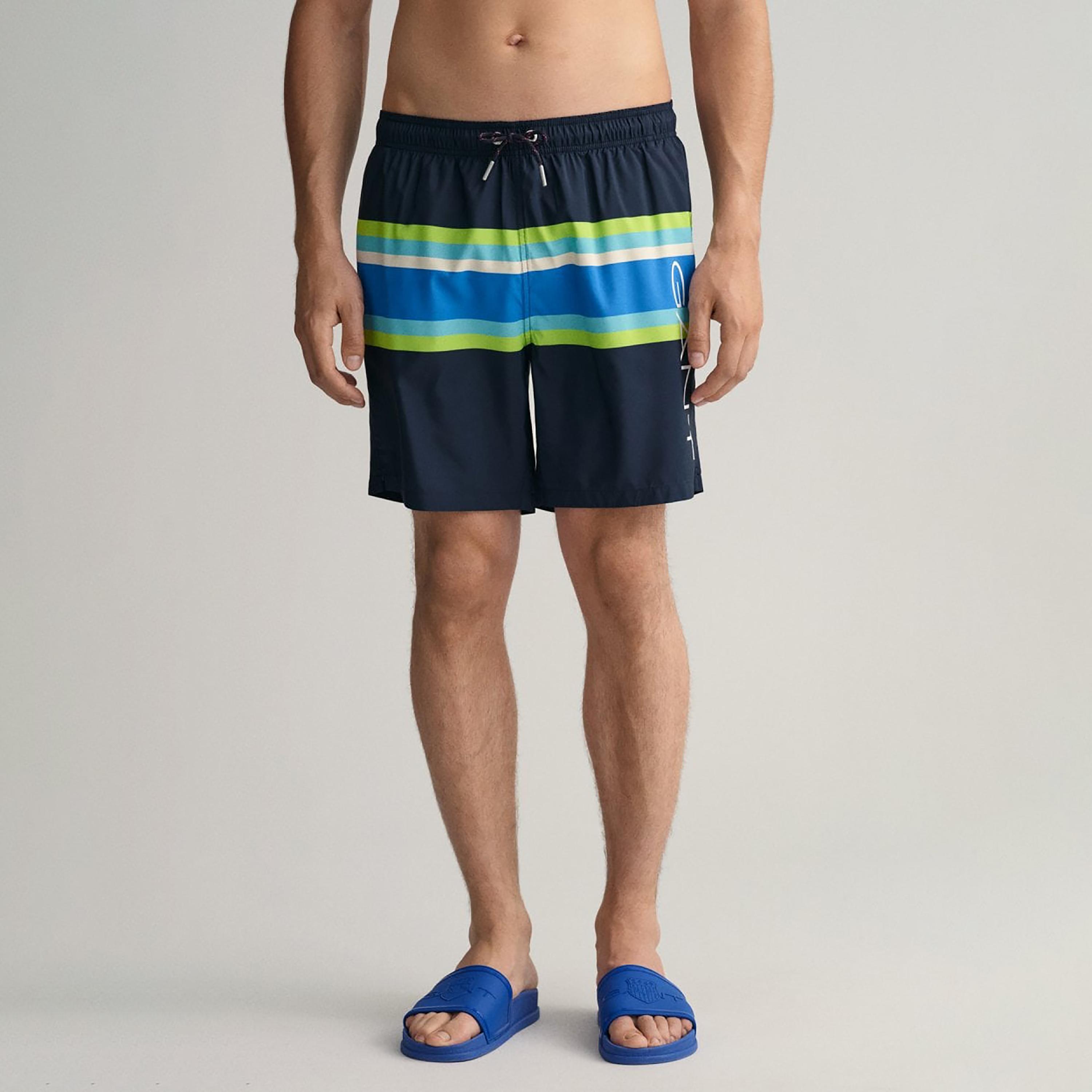 Gant Striped Low-Rise Drawstring Swim Shorts-sports-gear-swimming-men-image-1
