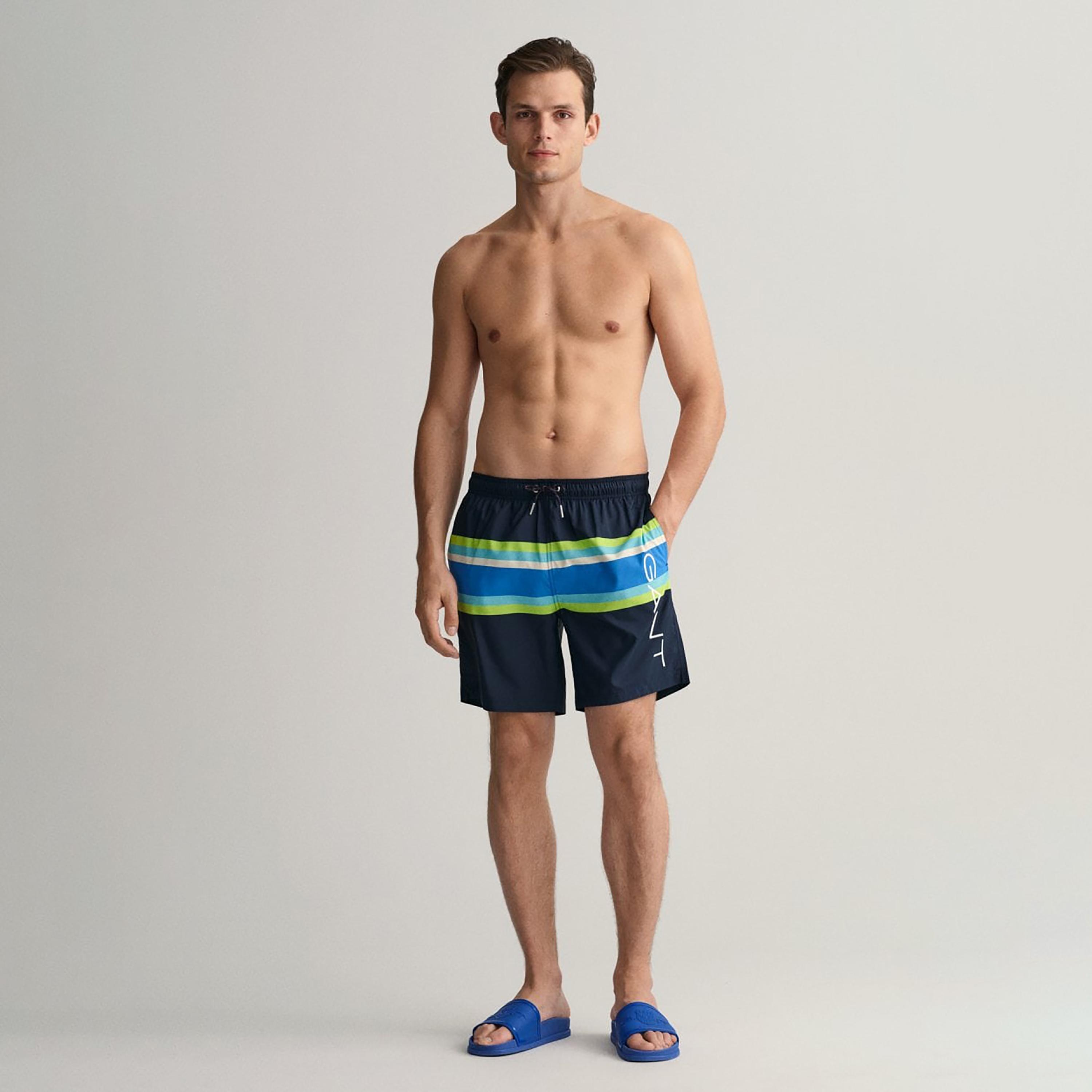 Gant Striped Low-Rise Drawstring Swim Shorts-sports-gear-swimming-men-image-2