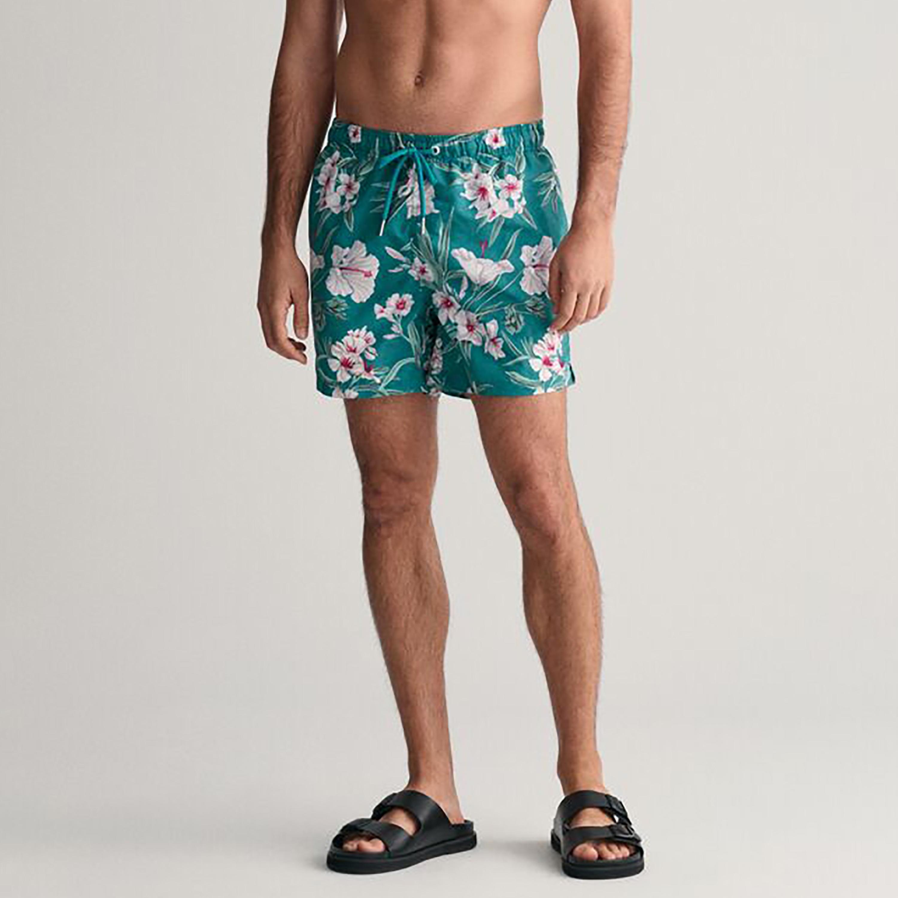 Gant Oleander Floral Print Drawstring Closure Men Shorts-sports-gear-swimming-men-image-1