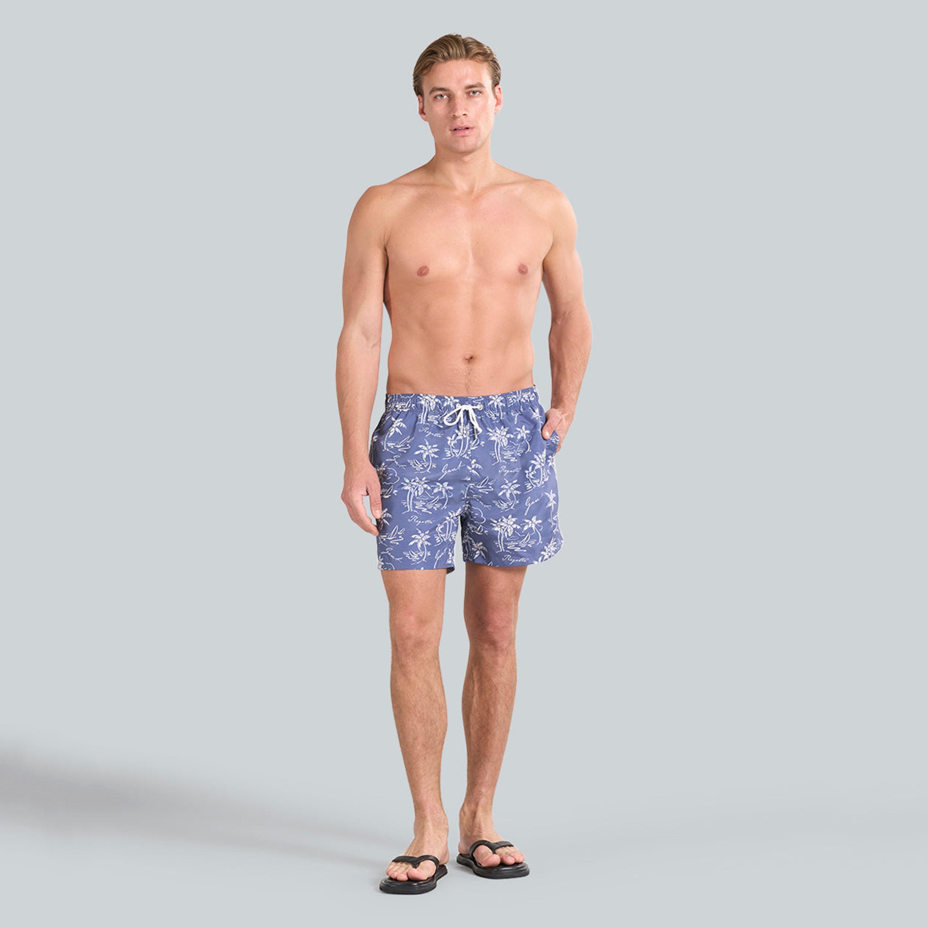 شورت سباحة رجالي بخصر متوسط ورباط بطبعة استوائية من جانت.-sports-gear-swimming-men-image-2