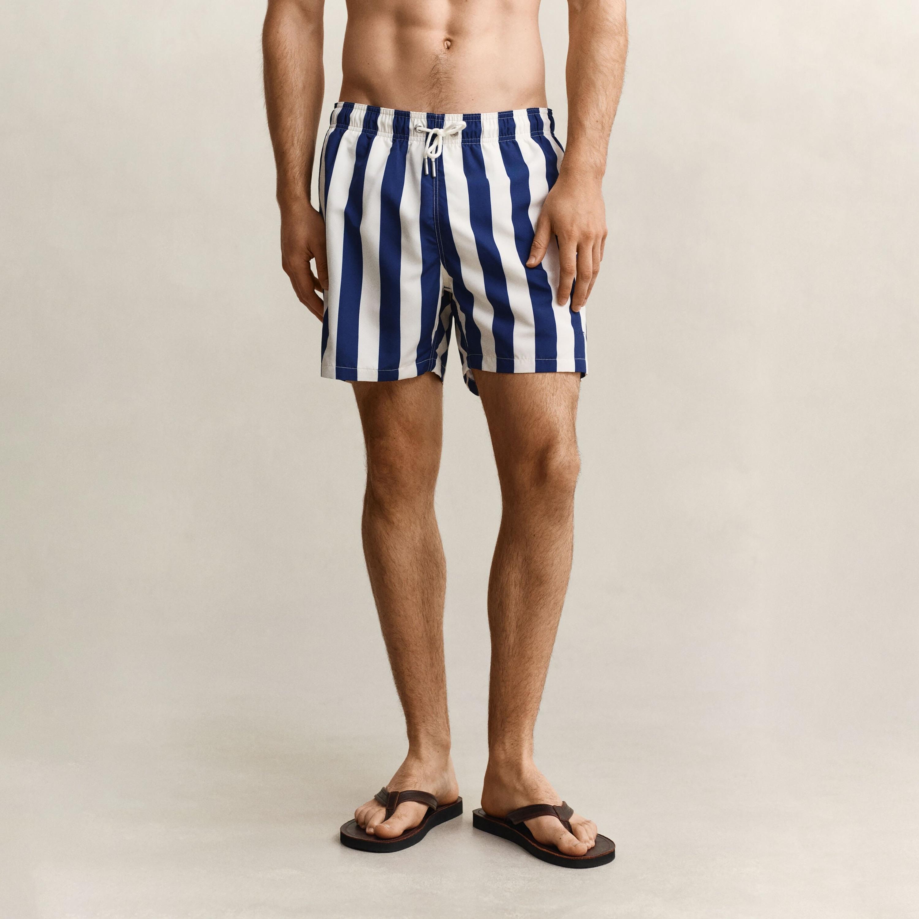 Gant Striped Low Rise Drawstring Men's Swim Shorts-men-clothing-swimandbeach-shorts-image-1
