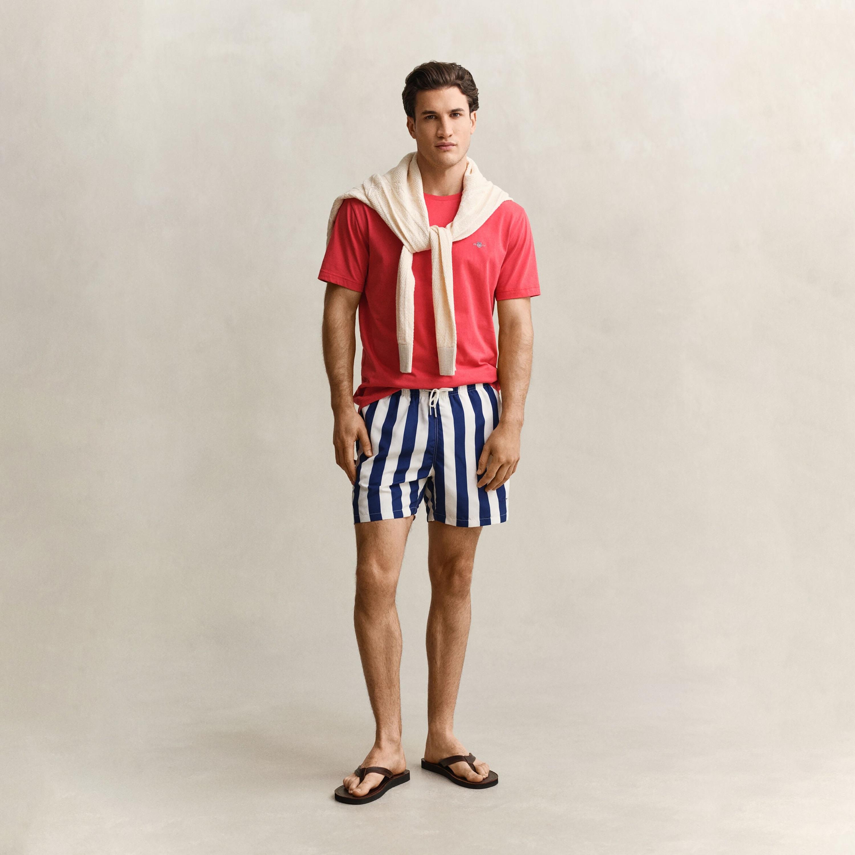 Gant Striped Low Rise Drawstring Men's Swim Shorts-men-clothing-swimandbeach-shorts-image-2