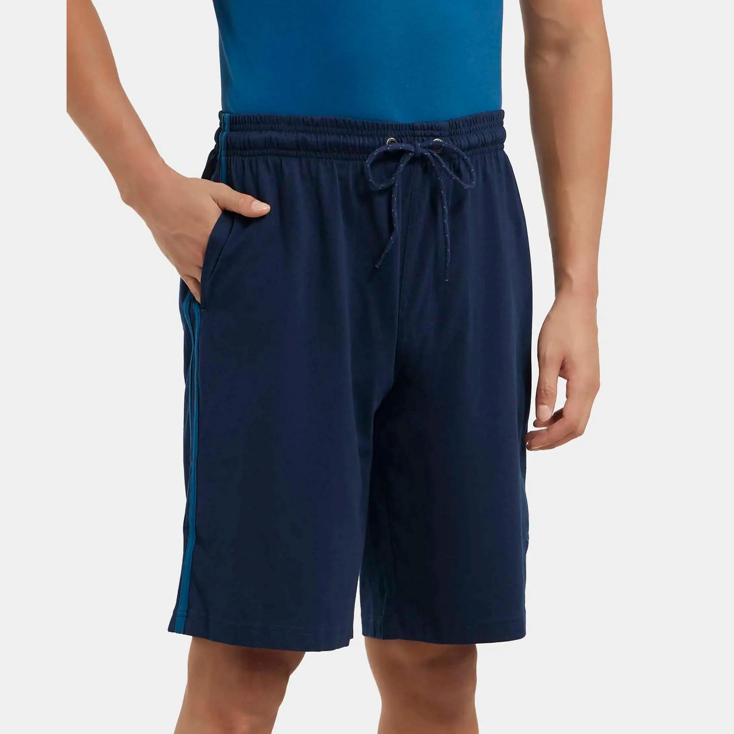 Jockey Plain Mid-Rise Drawstring & Elasticated Men's Shorts-men-clothing-bottoms-shorts-image-3