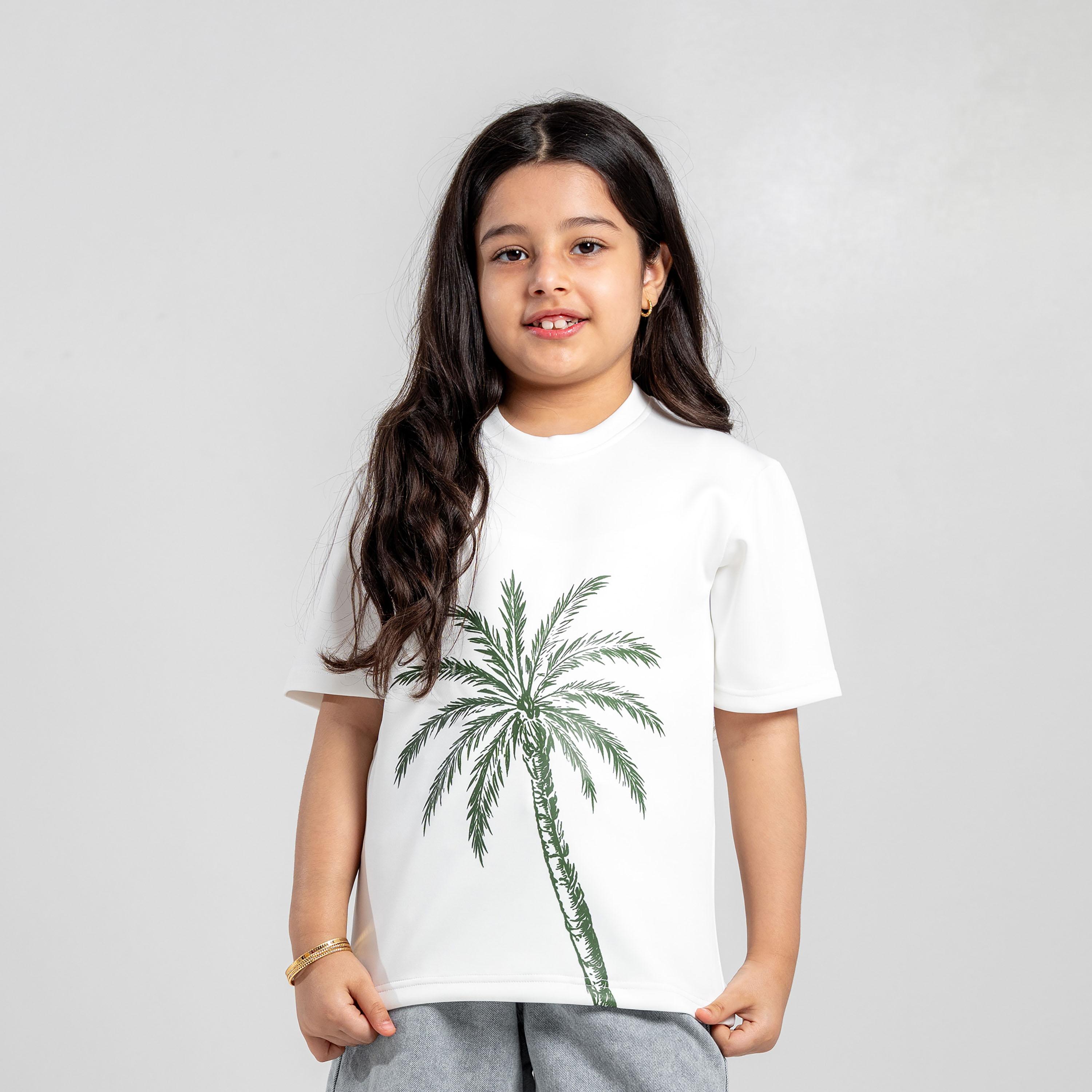 تيشيرت جرافيك اليوم الوطني بأكمام قصيرة ورقبة مستديرة من سانفن-girls-clothing-tshirts-image-1