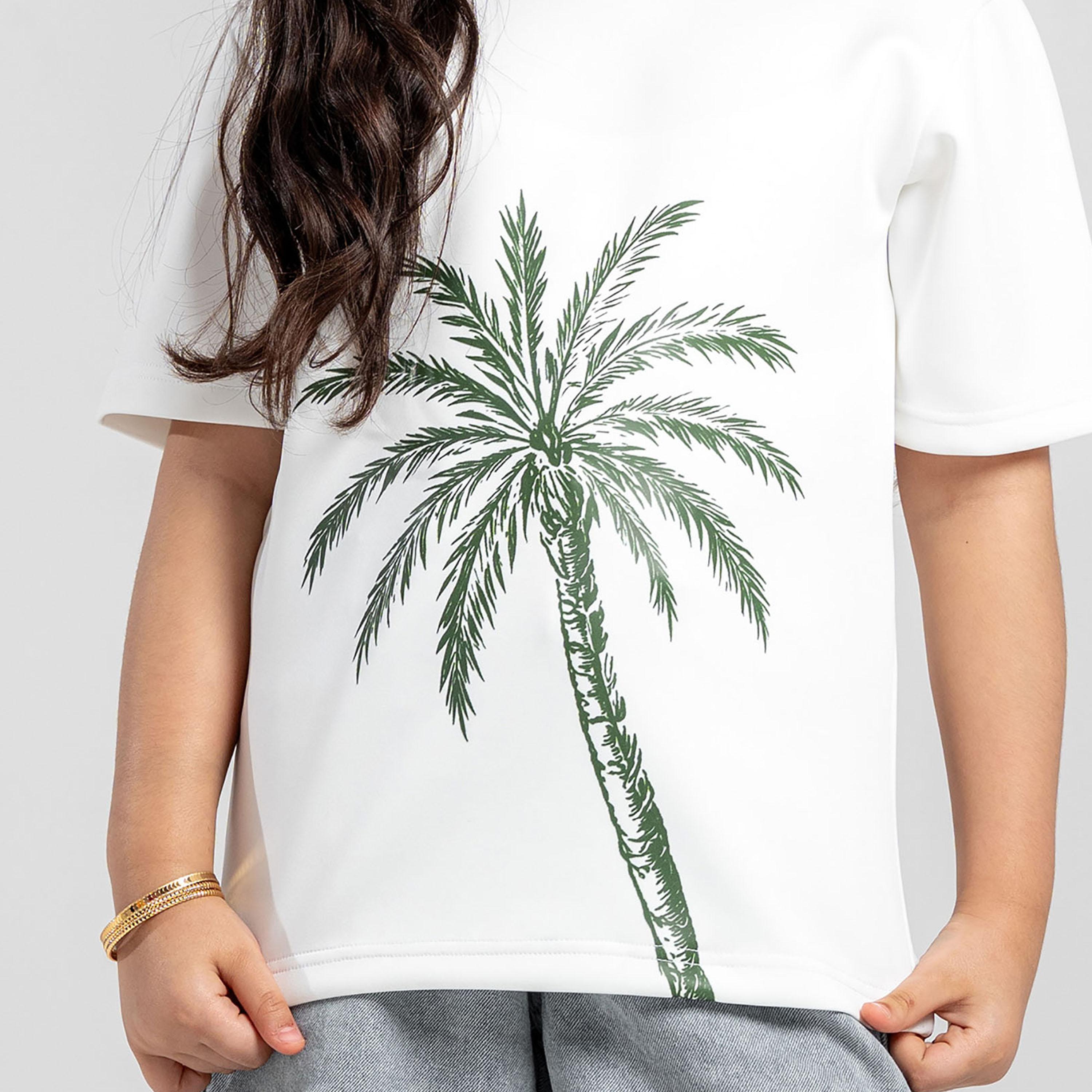 تيشيرت جرافيك اليوم الوطني بأكمام قصيرة ورقبة مستديرة من سانفن-girls-clothing-tshirts-image-5