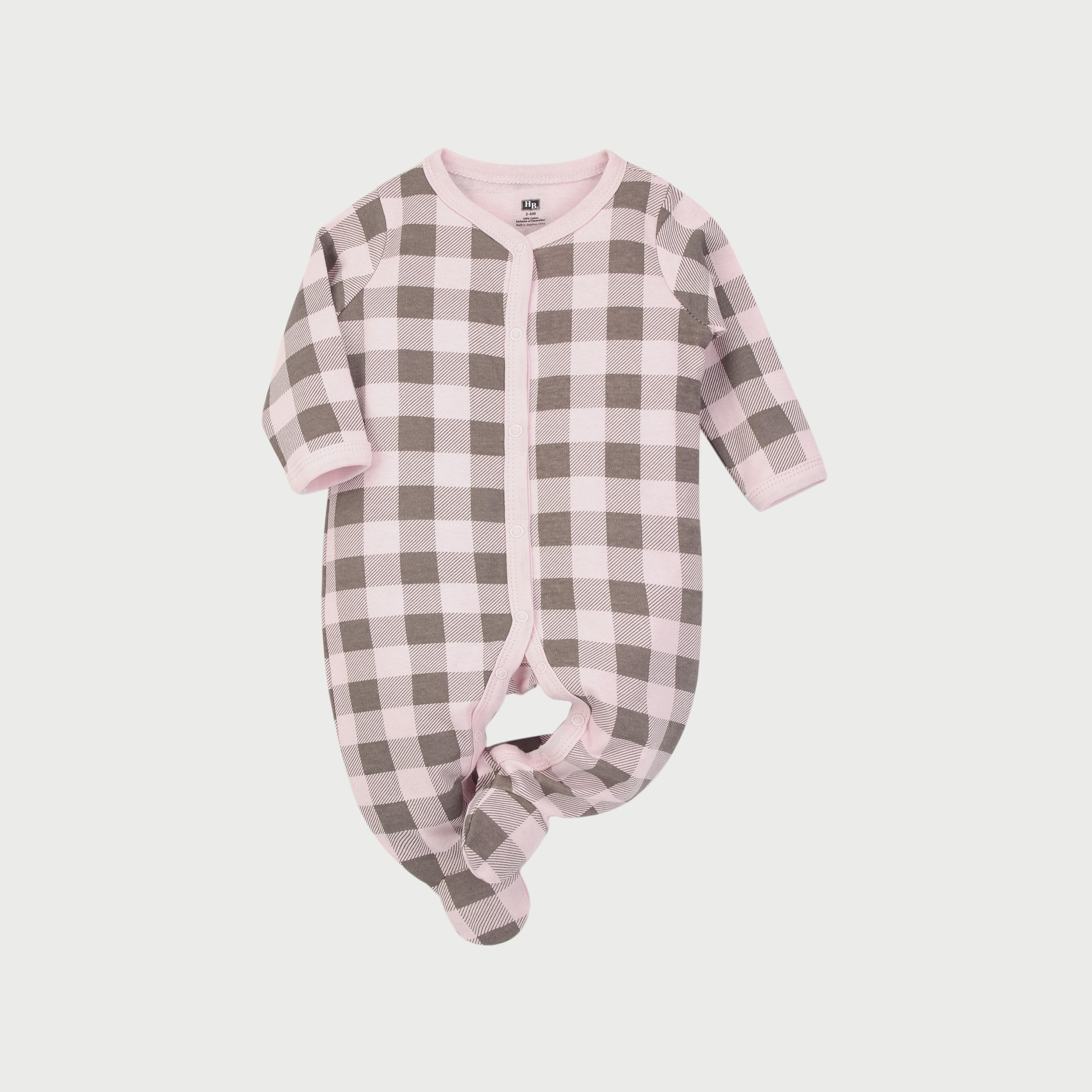 Hudson Baby Layette Set 3-Piece, Pink Lattice-baby-girls-clothing-nightwear-sleepsuits-image-2