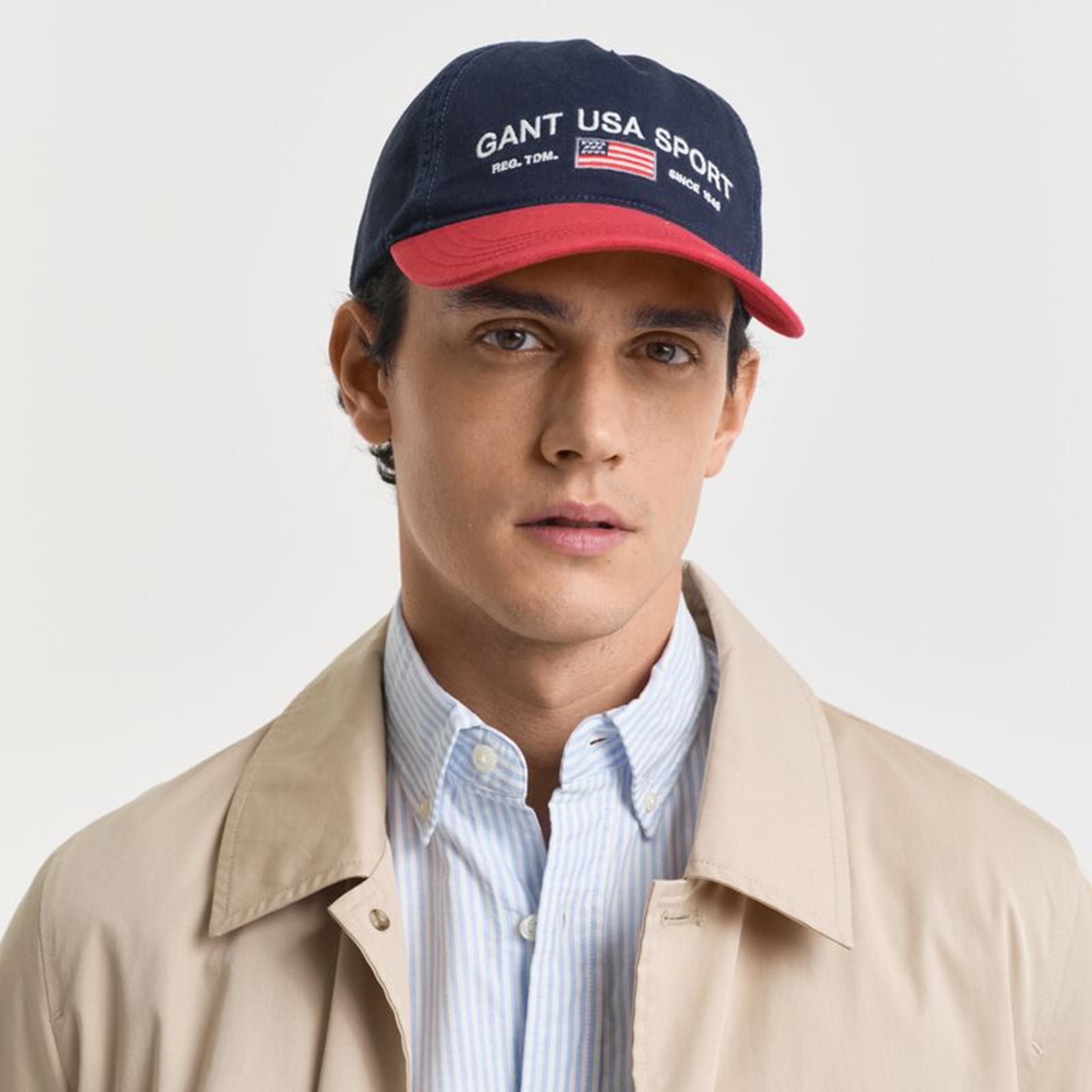 كاب رجالي من القطن بحافة متباينة ومظهر مغسول من غانت | 9900268-men-caps-image-1