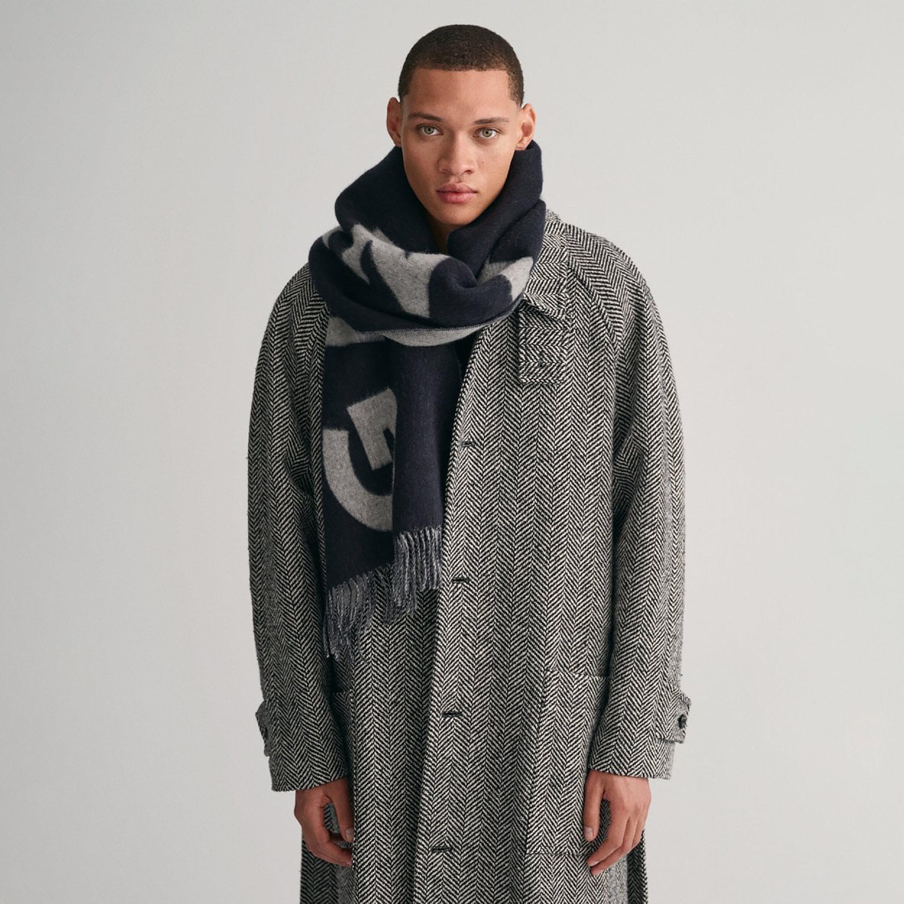 Gant Black Logo Print Men's Scarf-men-scarvesandgloves-image-2