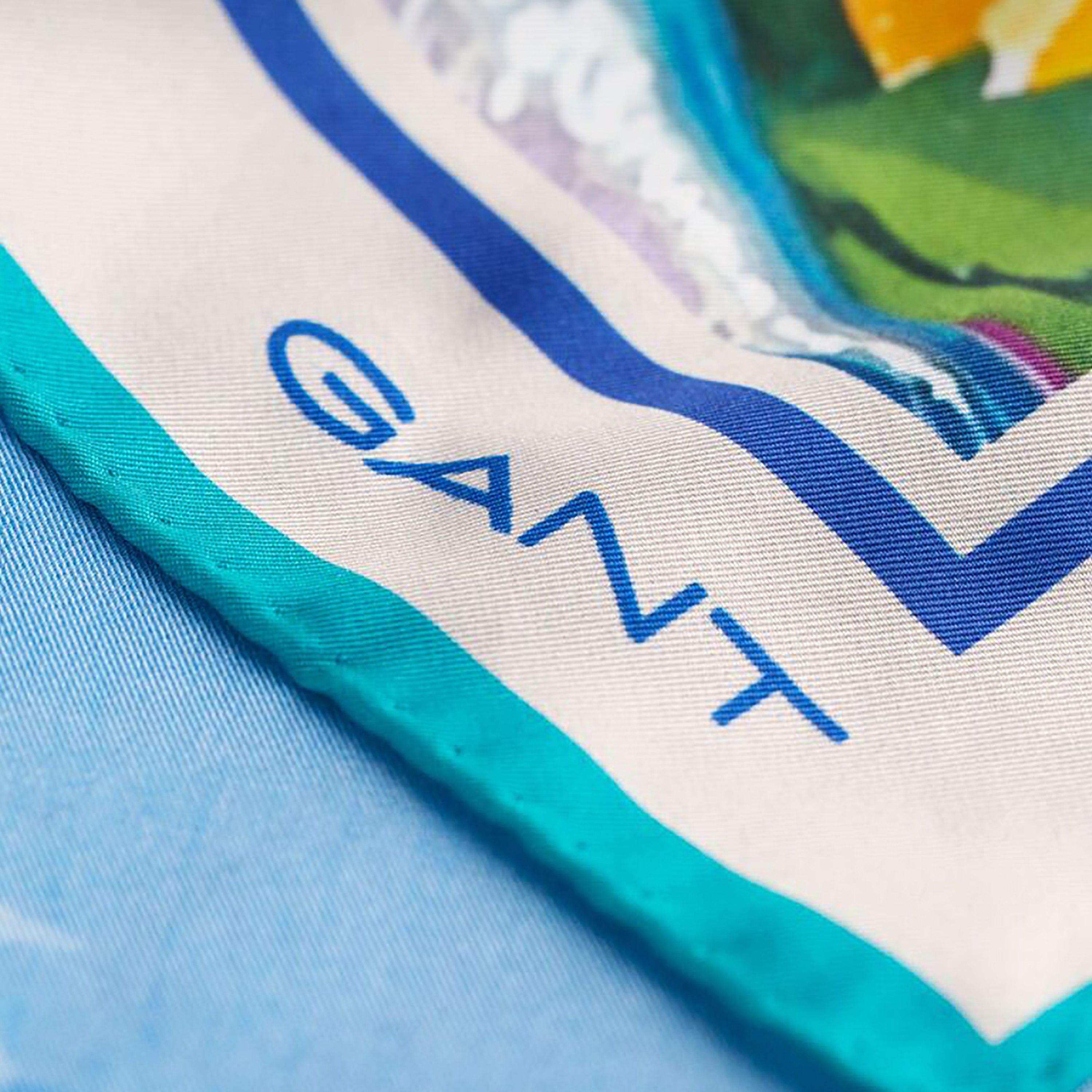 Gant Blue Scenery Print Double-lined trim border Silk Men's Scarf-men-scarvesandgloves-image-2