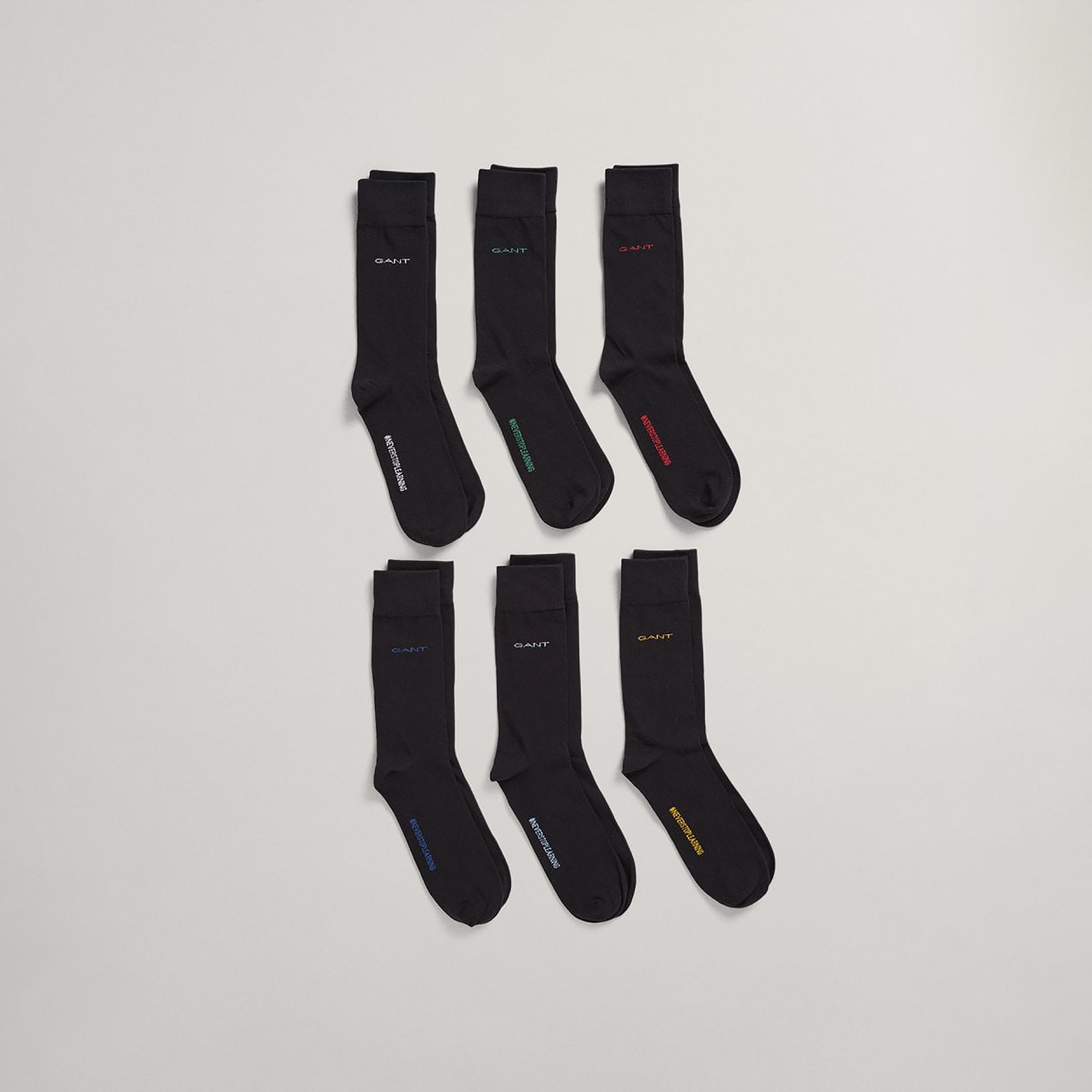 زوج جانت من 6 جوارب بتفاصيل الشعار-men-socks-image-1