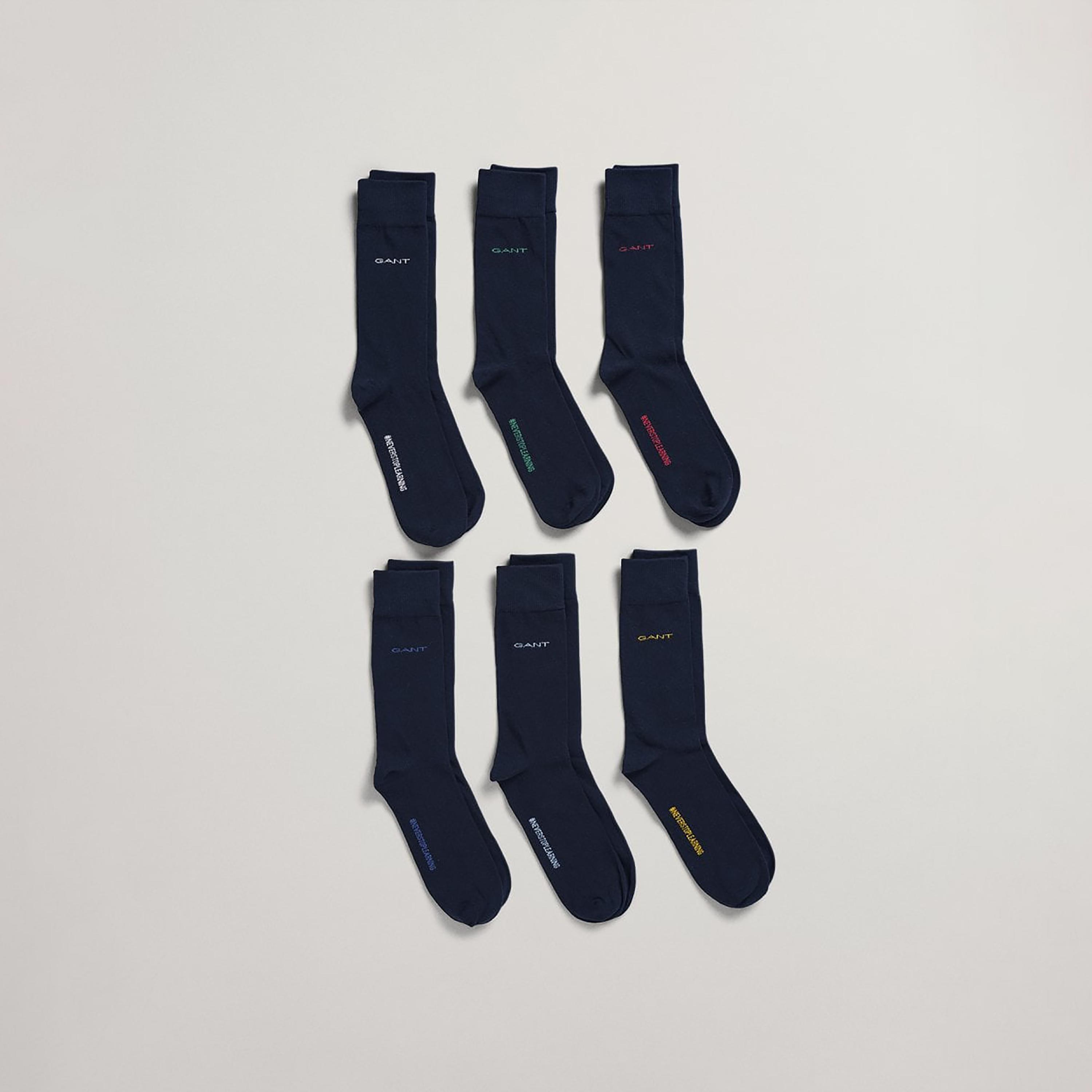 زوج جانت من 6 جوارب بتفاصيل الشعار-men-socks-image-2