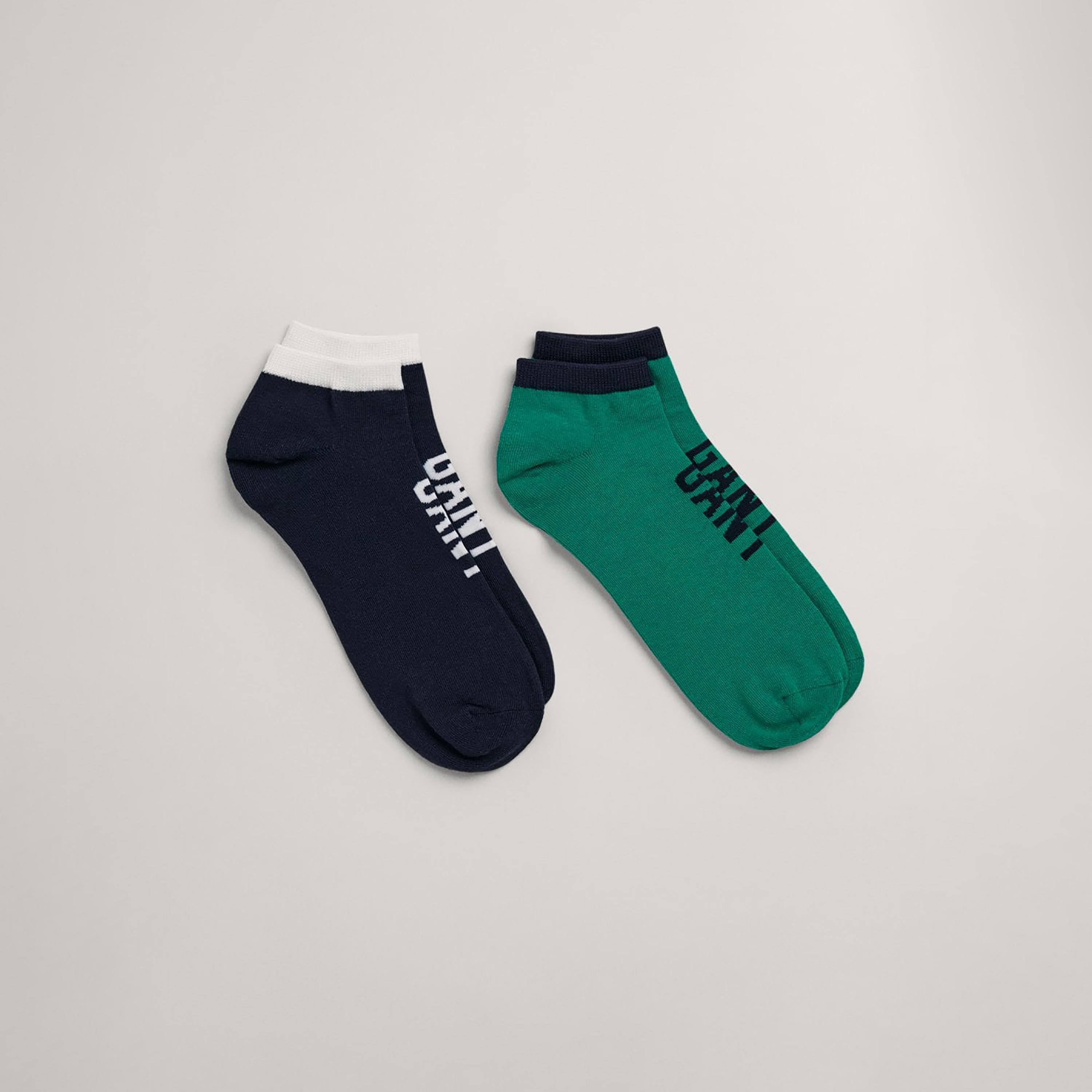 زوج من 2 جوارب الكاحل بتفاصيل الشعار-men-socks-image-1