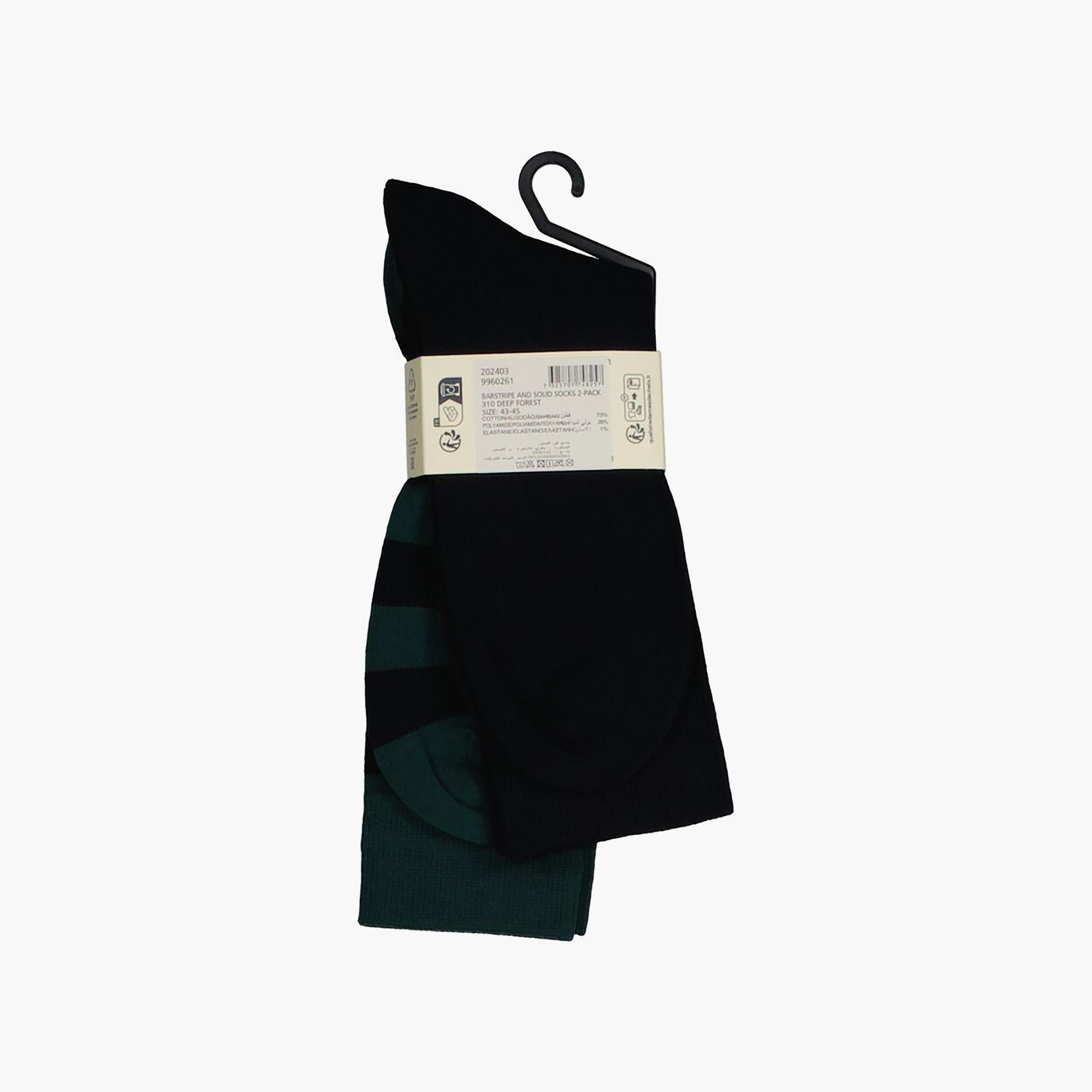 Gant 2-Pack Striped Cotton Blend Calf Length Socks | 9960261-GAN-men-socks-image-2