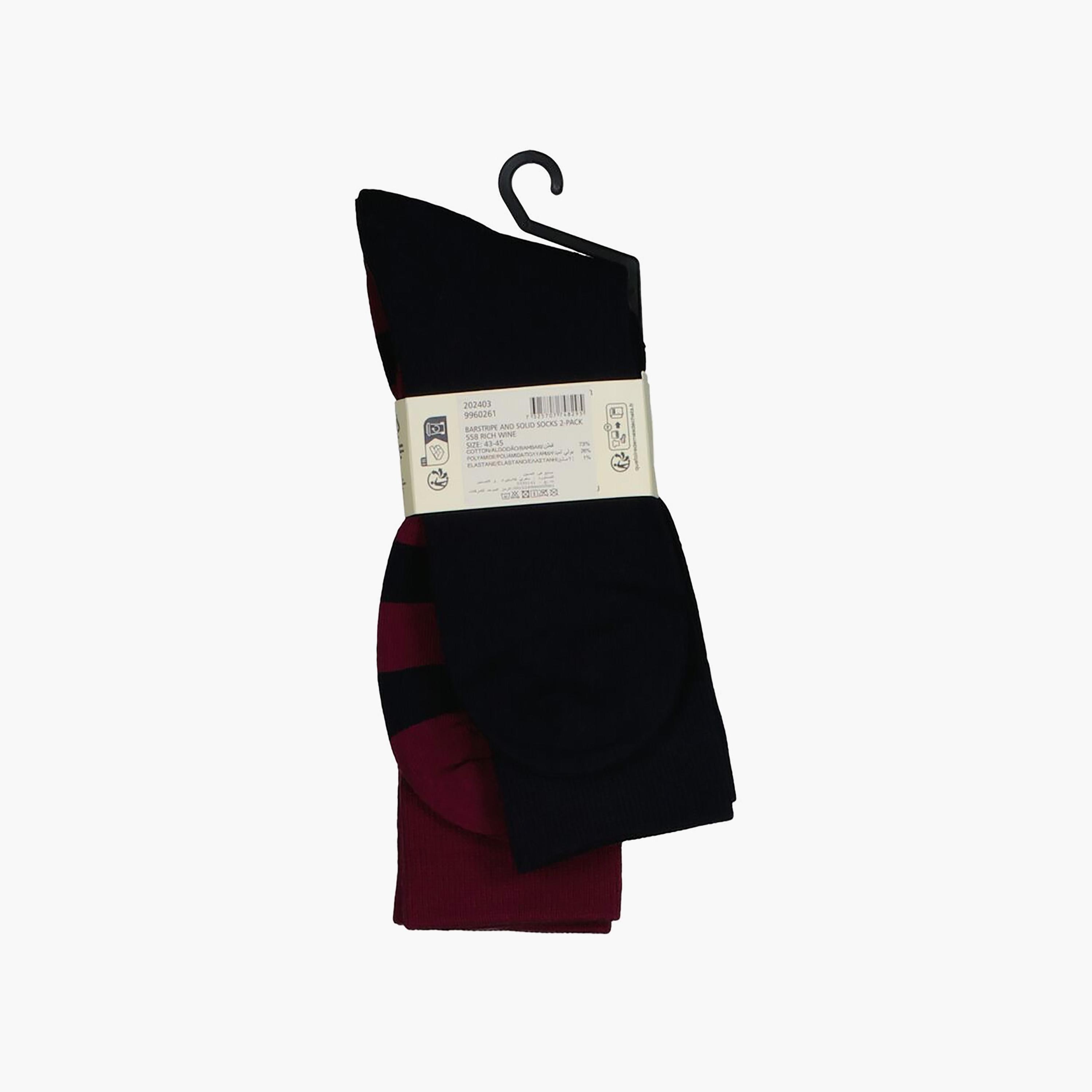 Gant 2-Pack Striped Cotton Blend Calf Length Socks | 9960261-GAN-men-socks-image-4