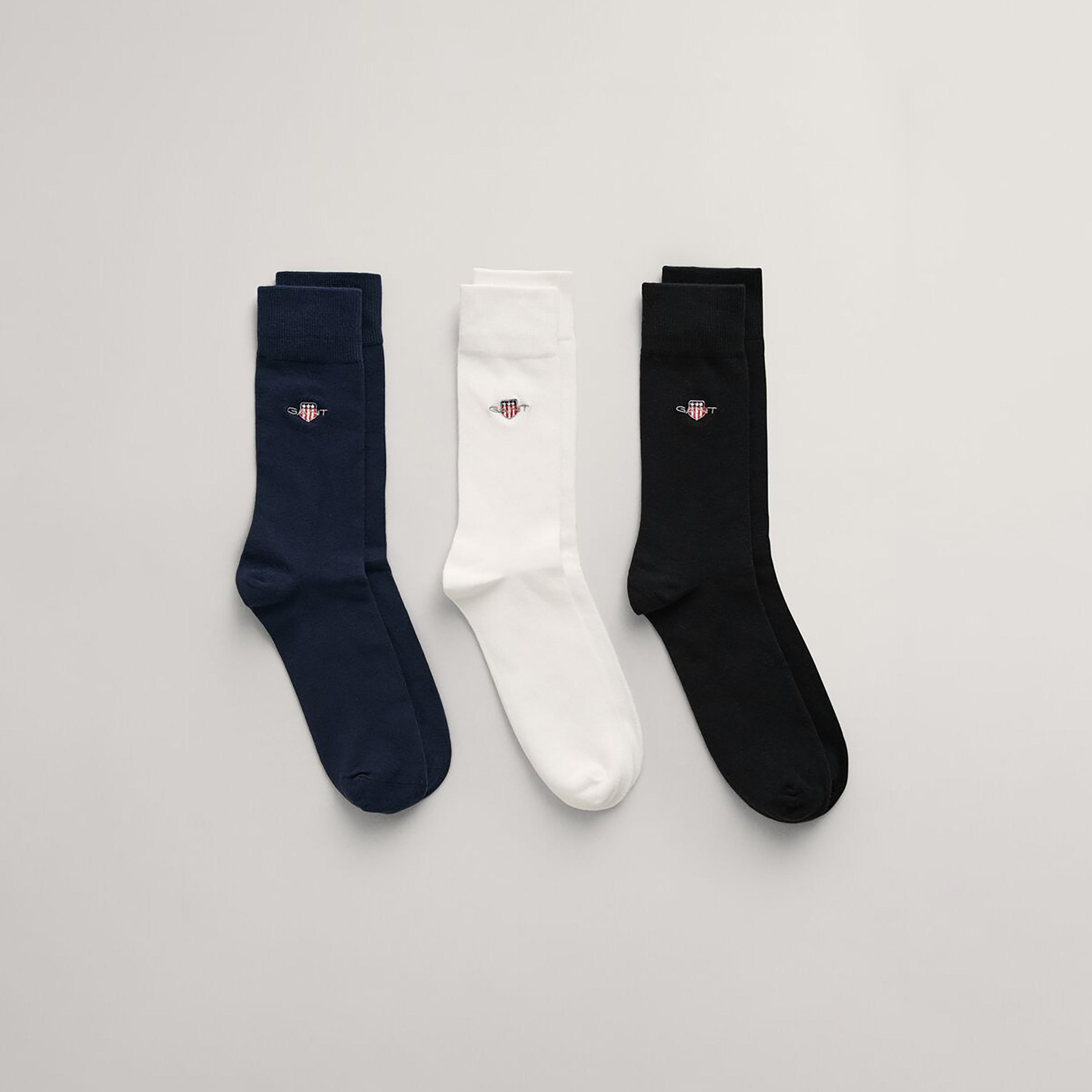 Gant 3-Pack Logo Print Cotton Blend Calf Length Socks | 9960270-GAN-men-socks-image-1