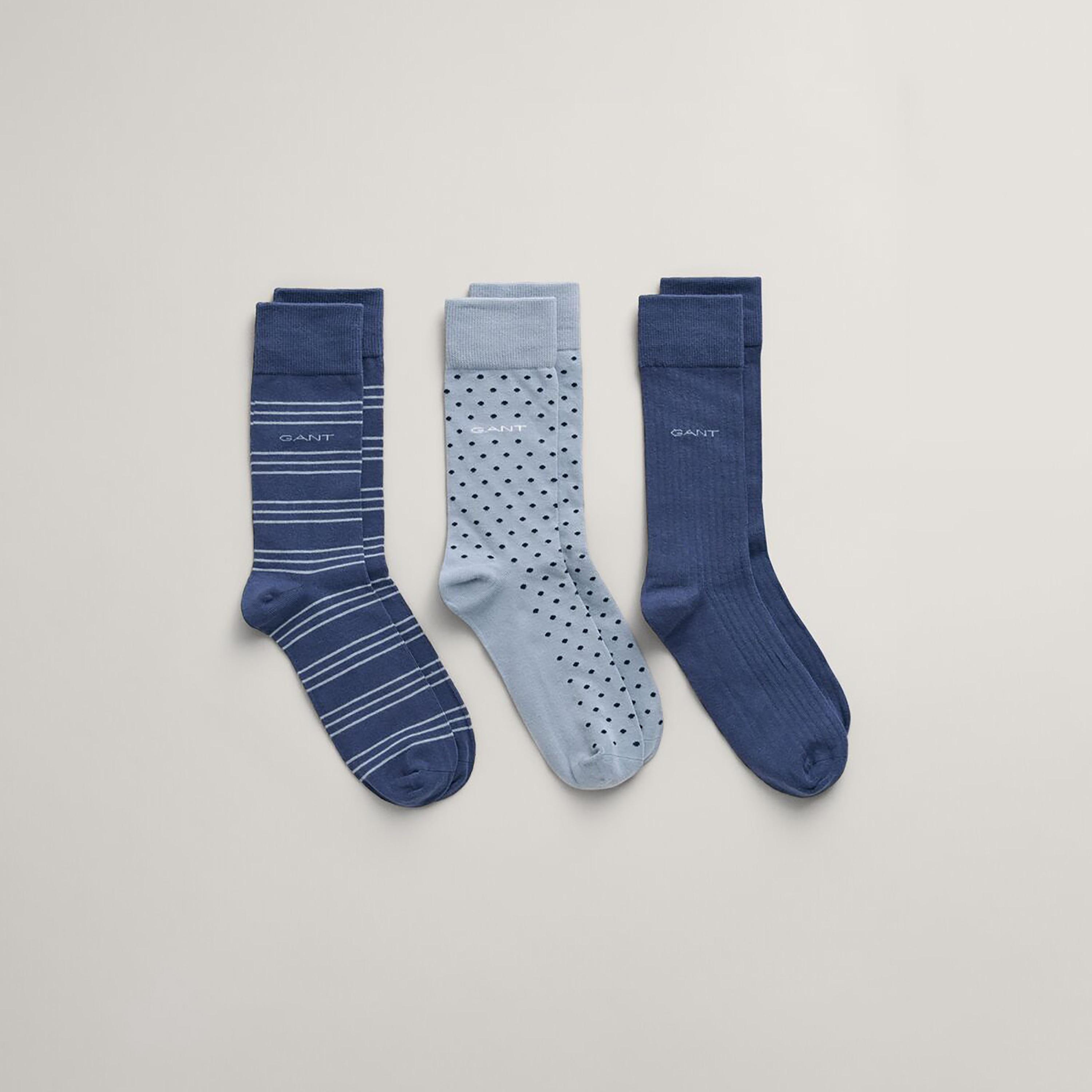 Gant 3-Pack Patterned Cotton Blend Calf Length Socks | 9960291-GAN-men-socks-image-4