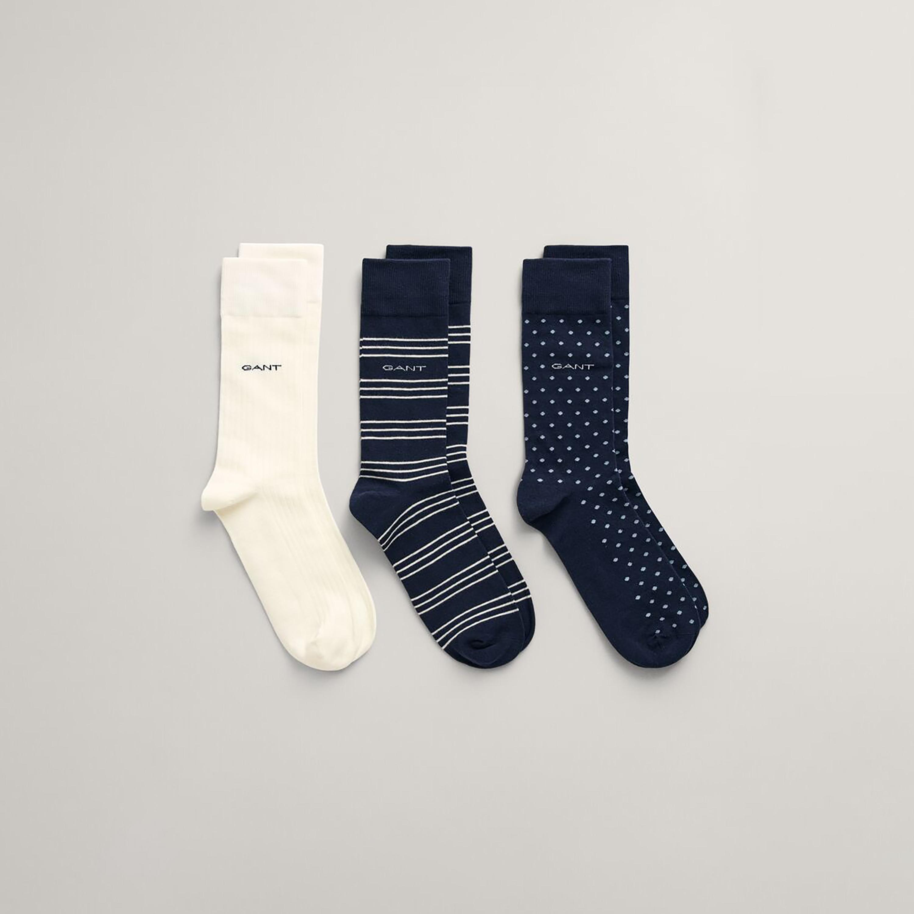 Gant 3-Pack Patterned Cotton Blend Calf Length Socks | 9960291-GAN-men-socks-image-5