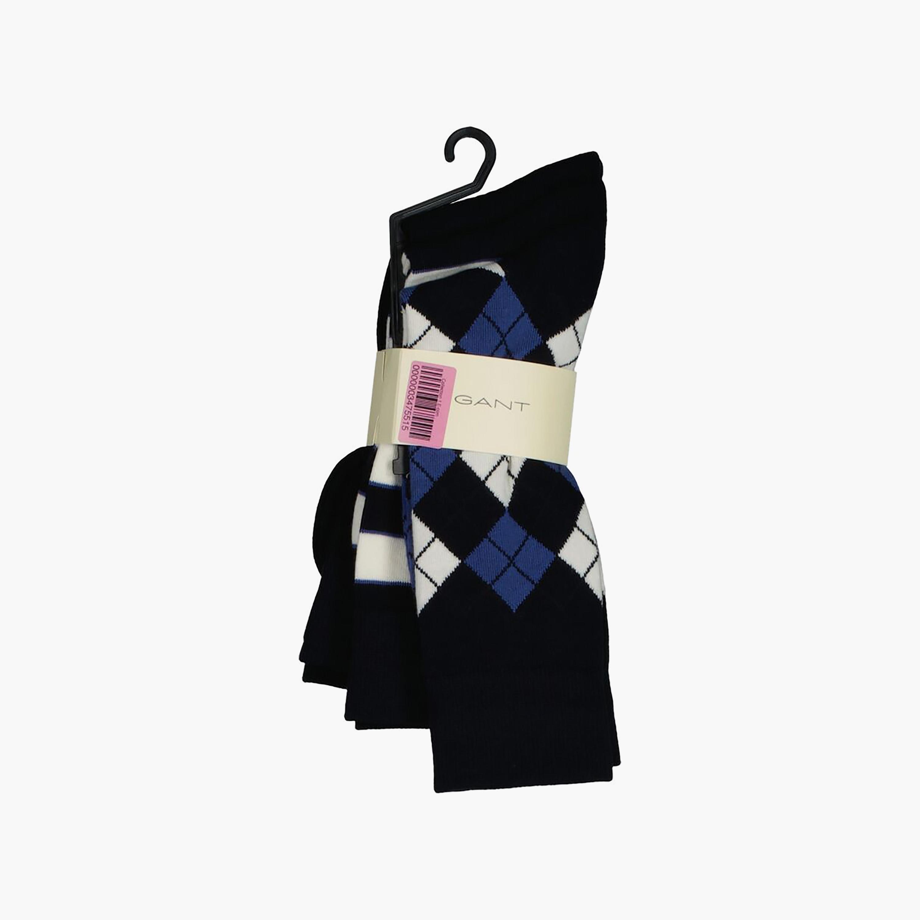 Gant 3-Pack Argyle Patterned Cotton Blend Calf Length Socks | 9960311-GAN-men-socks-image-1