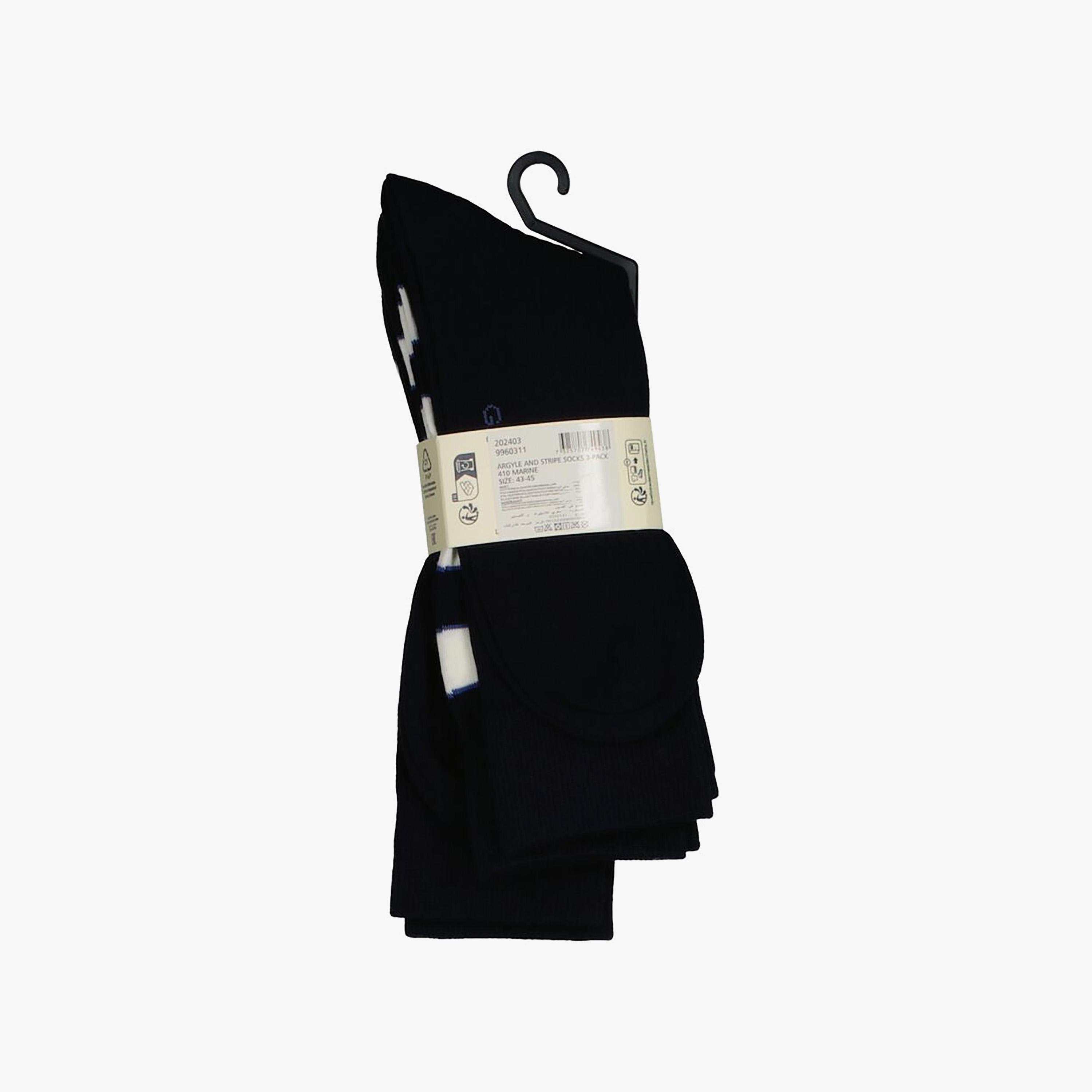 Gant 3-Pack Argyle Patterned Cotton Blend Calf Length Socks | 9960311-GAN-men-socks-image-2