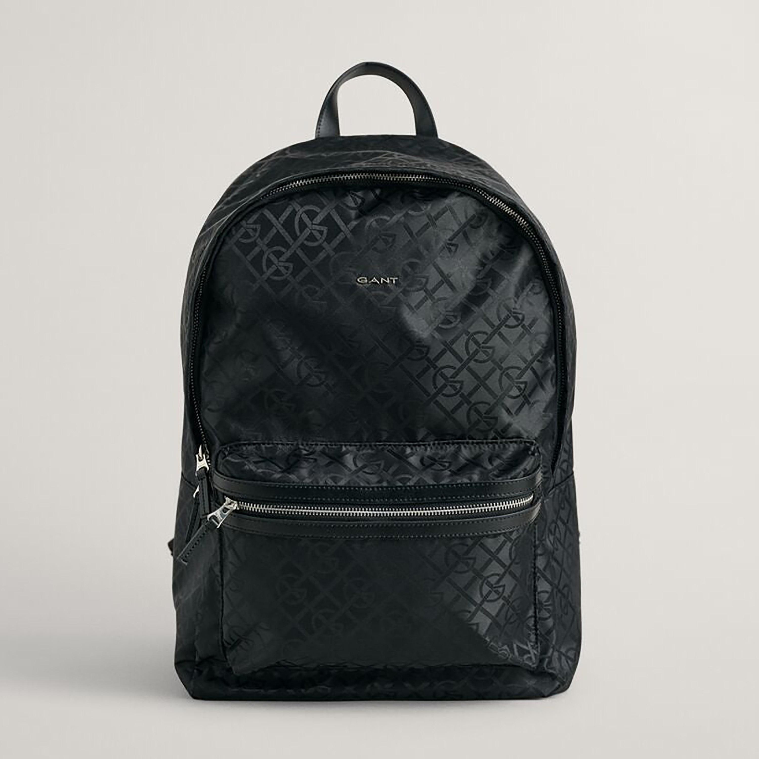 Gant Monogram Grab Handle Backpack with Zip Closure and Adjustable Shoulder Strap-men-bags-image-1
