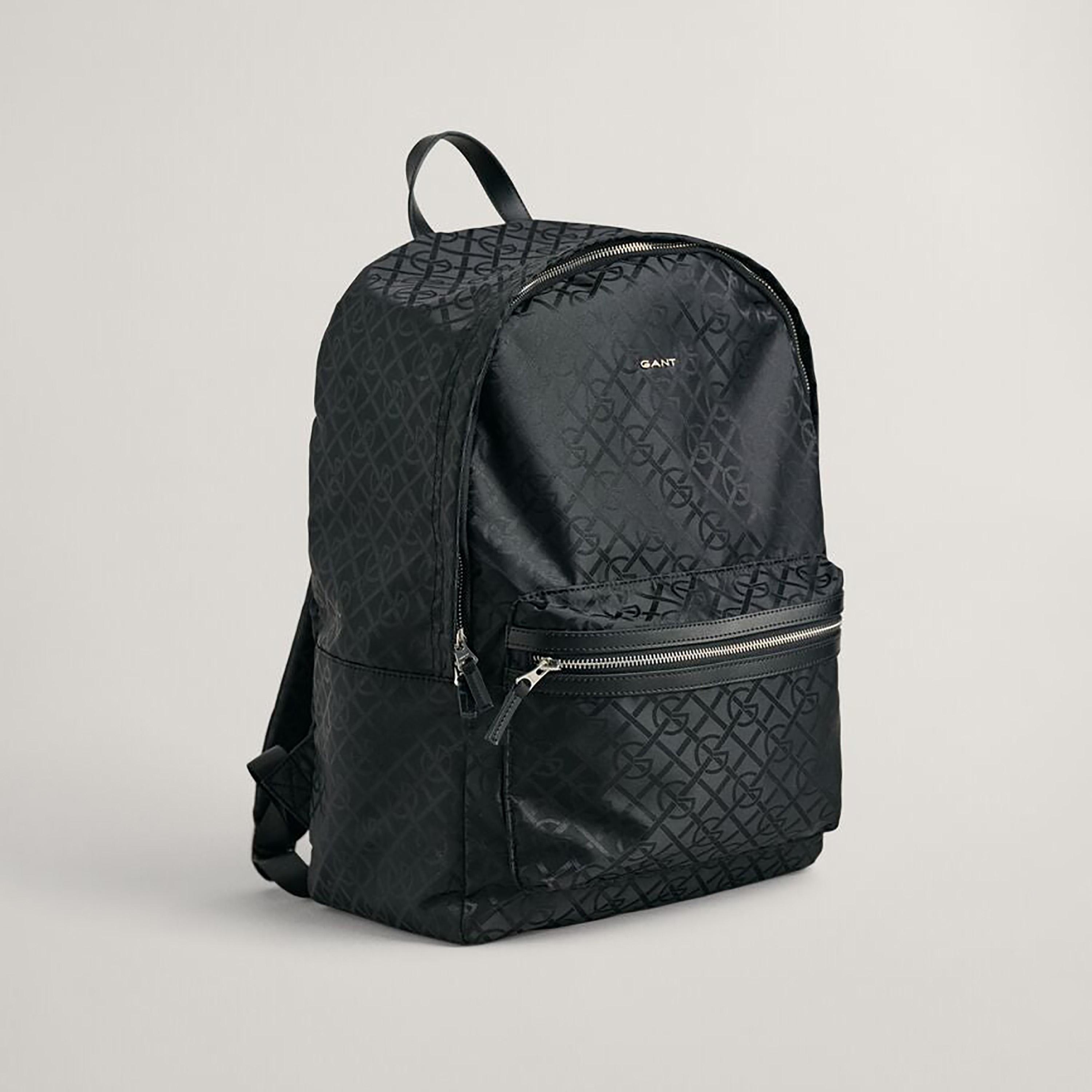 Gant Monogram Grab Handle Backpack with Zip Closure and Adjustable Shoulder Strap-men-bags-image-3
