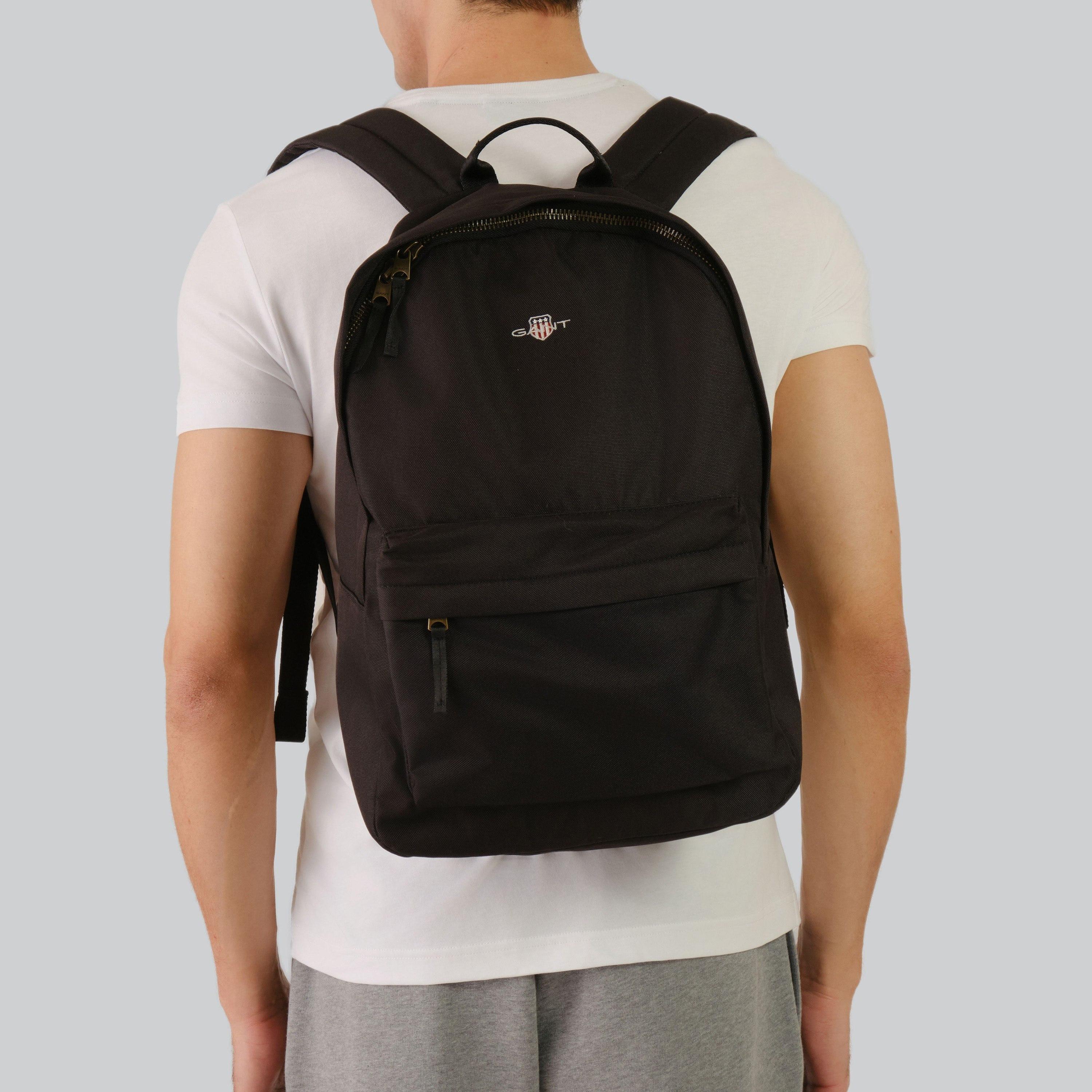 Gant Plain Grab Handle Backpack with Zip Closure and Adjustable Shoulder Strap-men-bags-image-1